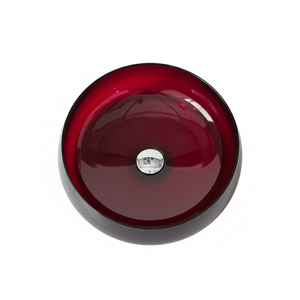 17.7-inch Round Transparent Resin Bathroom Vessel Sink with Drainer