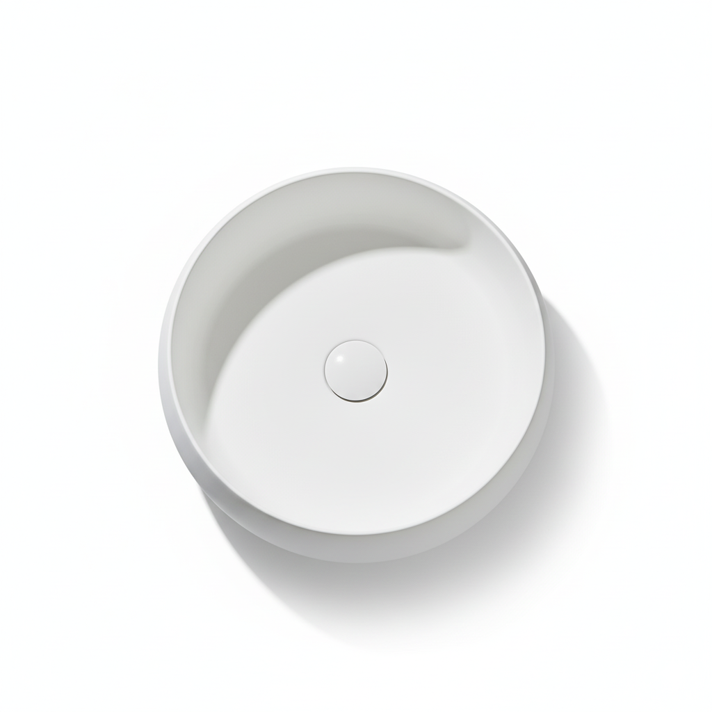 17.7-inch Round Solid Surface Bathroom Sink in Matte White