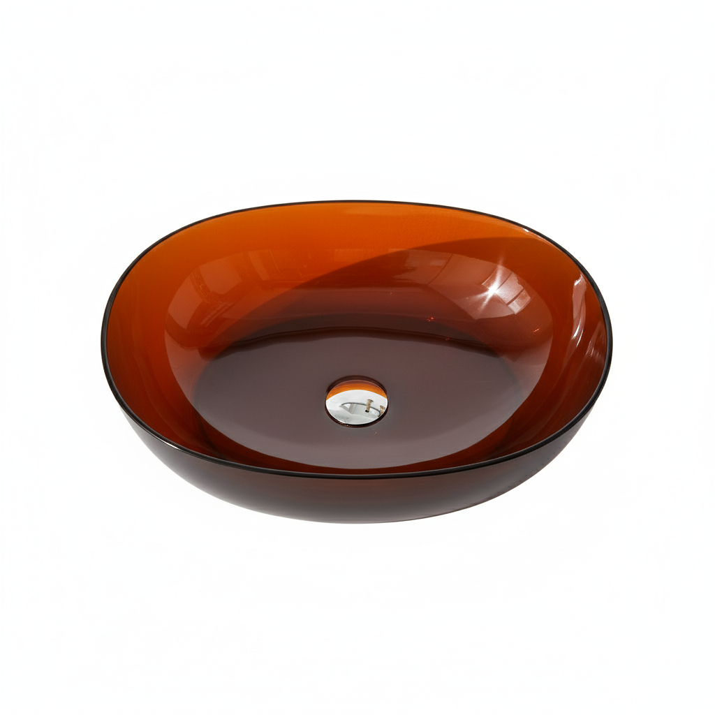 22-inch Oval Transparent Countertop Resin Bathroom Vessel Sink
