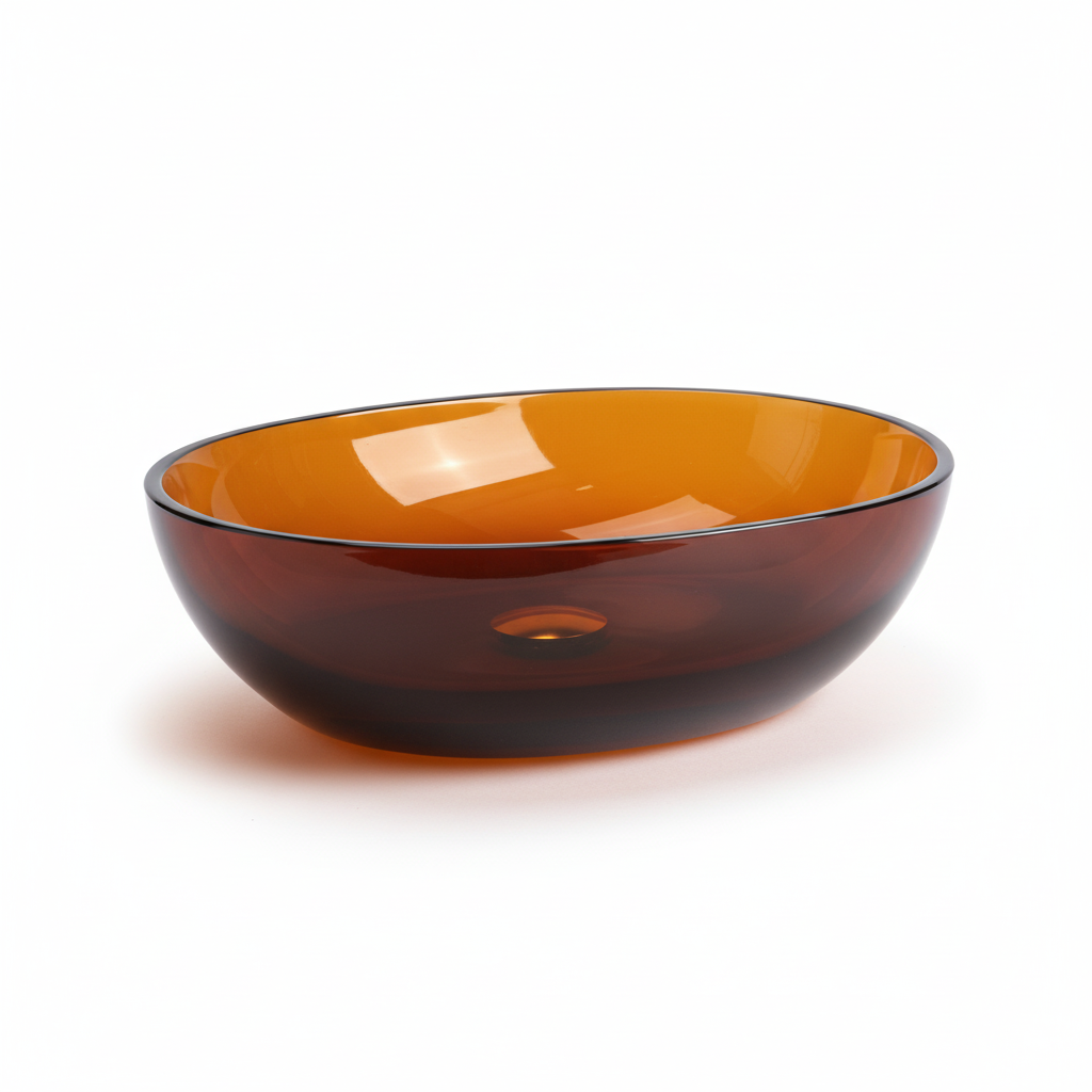 22-inch Oval Transparent Countertop Resin Bathroom Vessel Sink