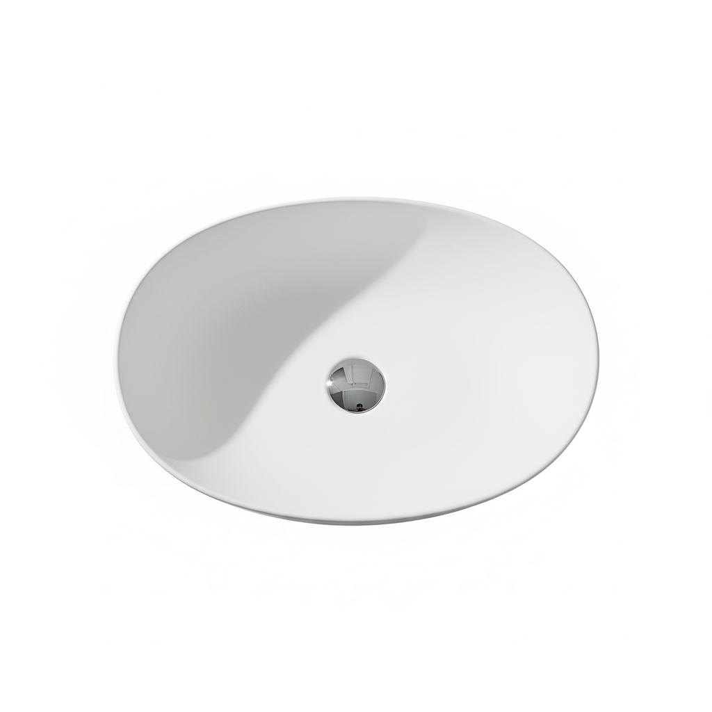 22-inch Oval Solid Surface Bathroom Vessel Sink in Matte White