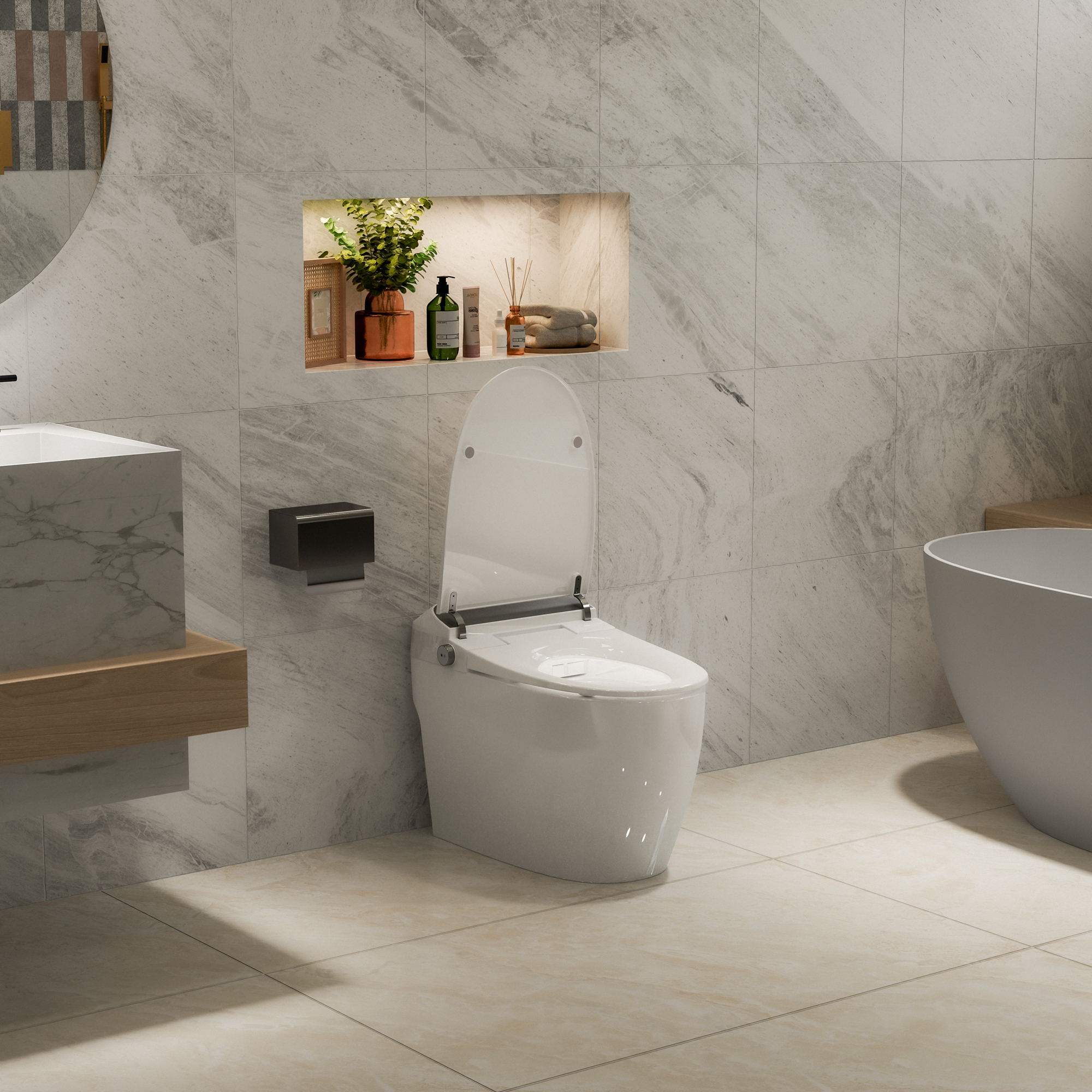 Tankless Smart Toilet with Heated Seat, Foot Sensor and Automatic Flush