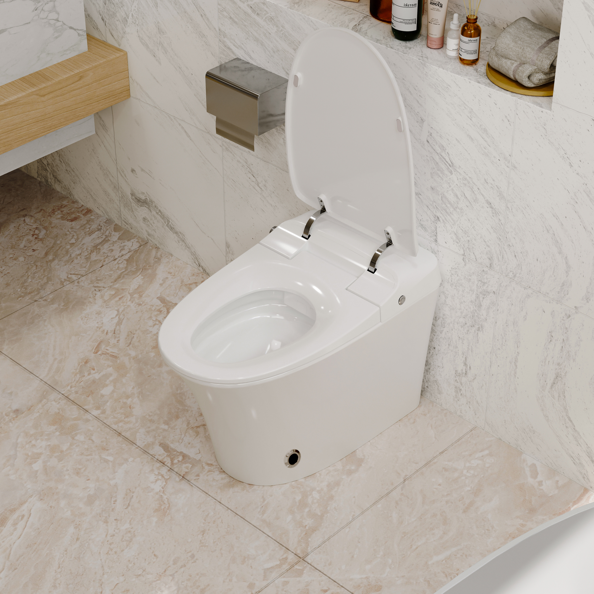 Elongated Smart Bidet Toilet with Heated Seat, Dryer and Warm Water