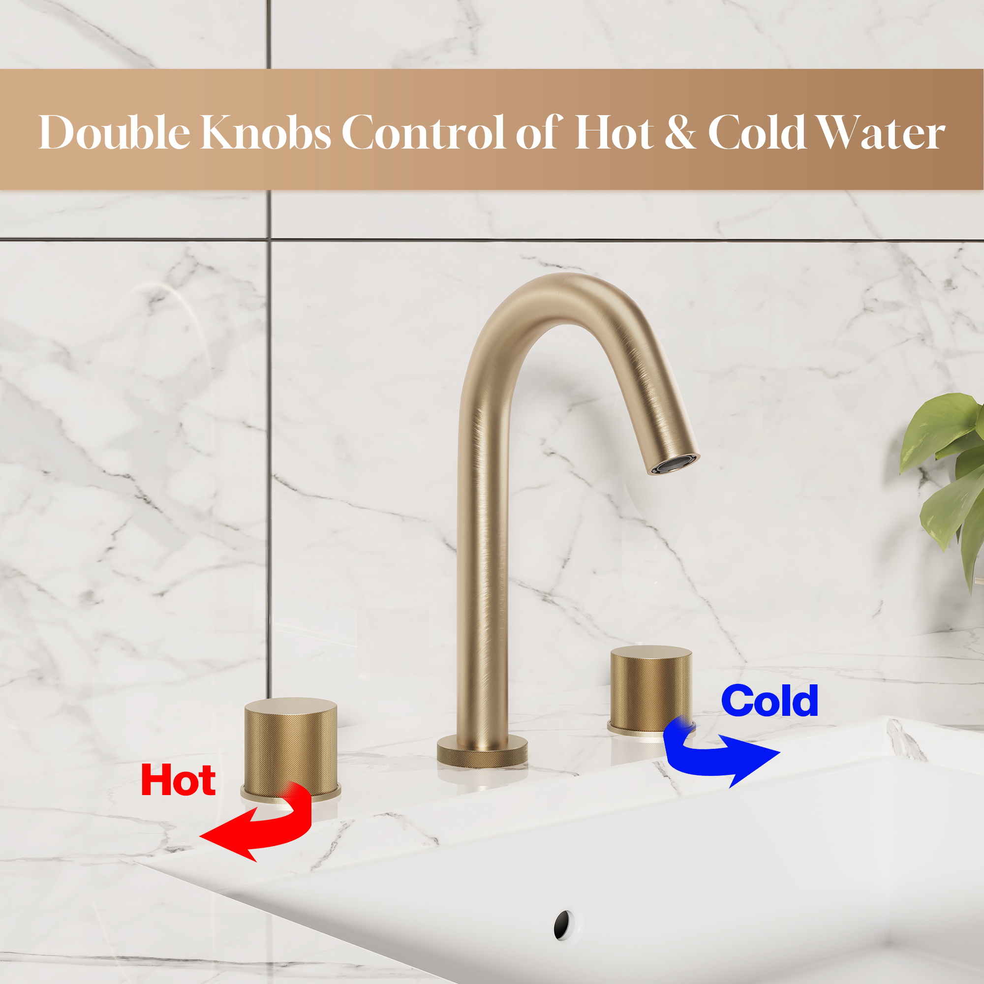 3-Hole Widespread Bathroom Sink Faucet with 360° Rotatable Spout