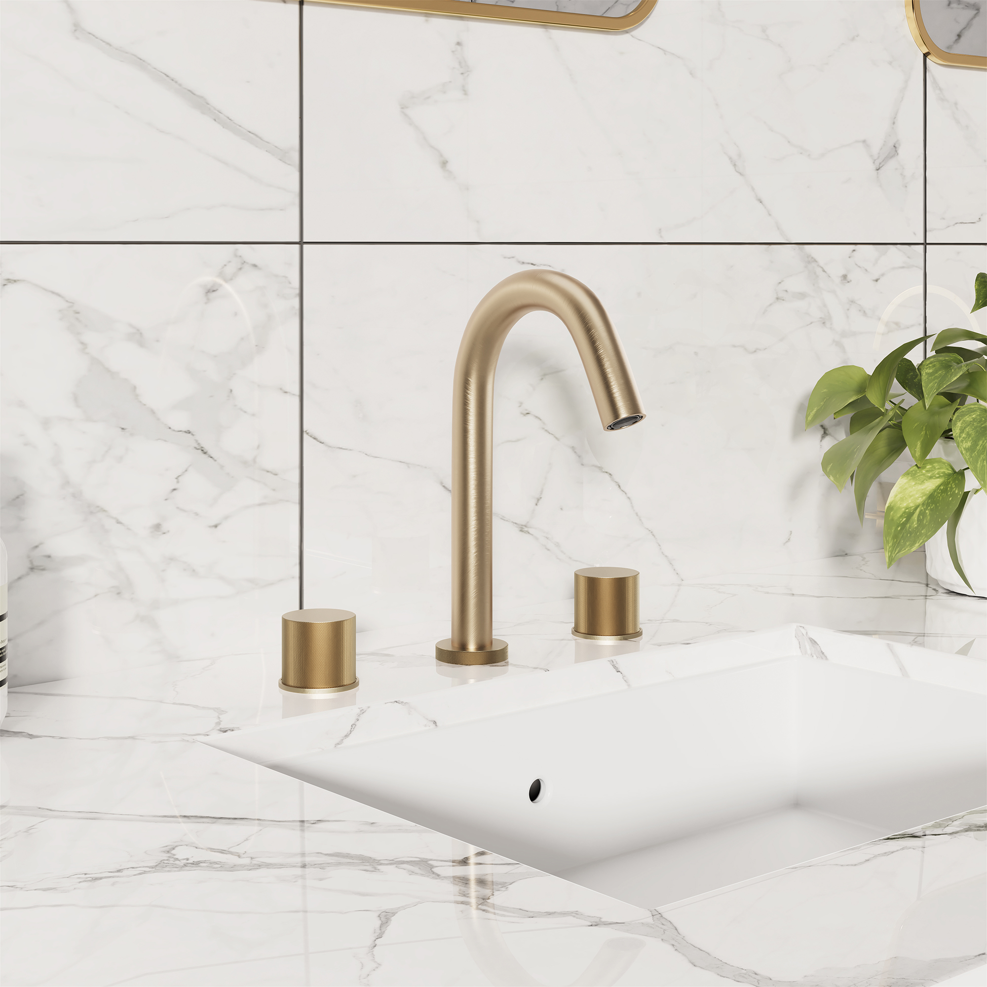 3-Hole Widespread Bathroom Sink Faucet with 360° Rotatable Spout