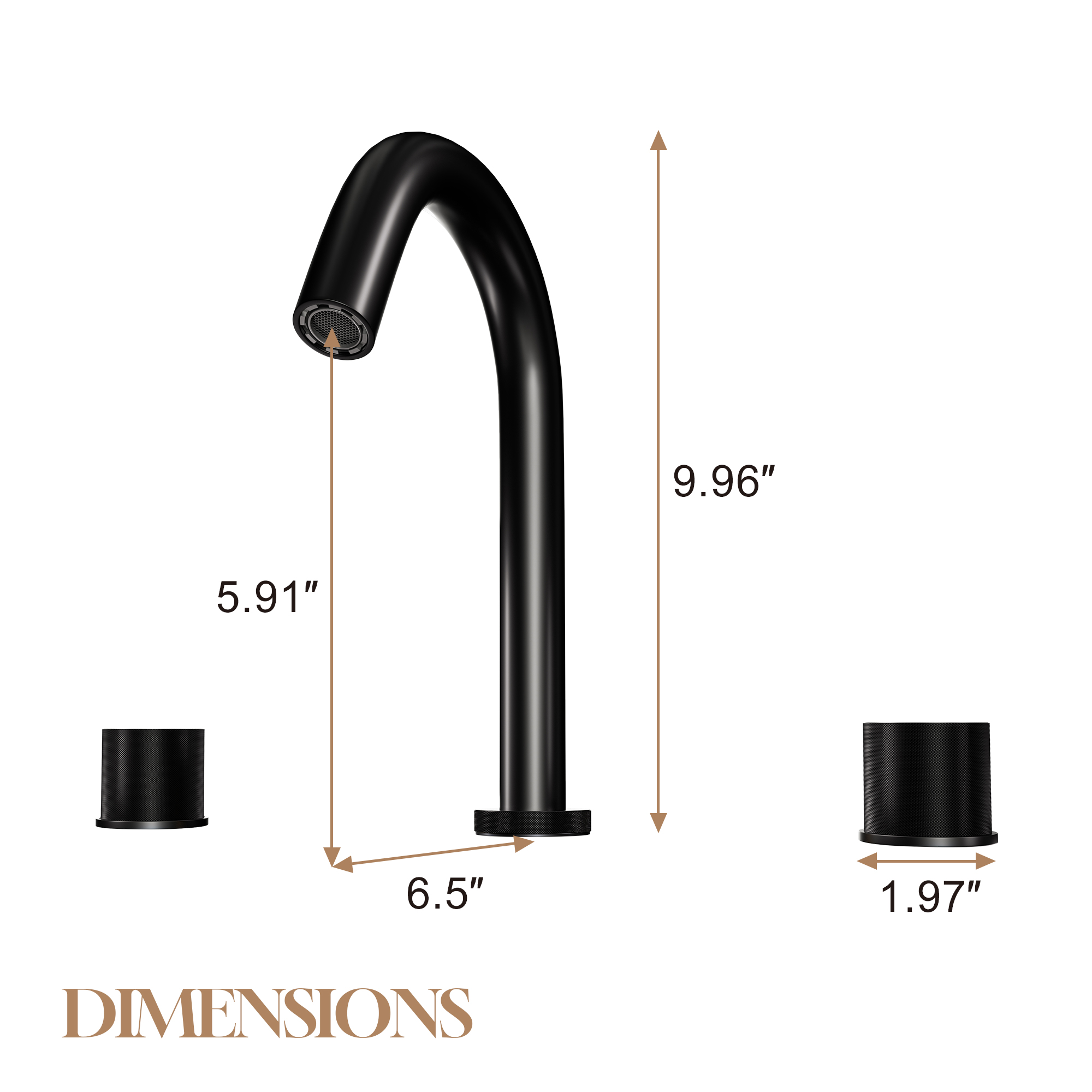3-Hole Widespread Bathroom Sink Faucet with 360° Rotatable Spout