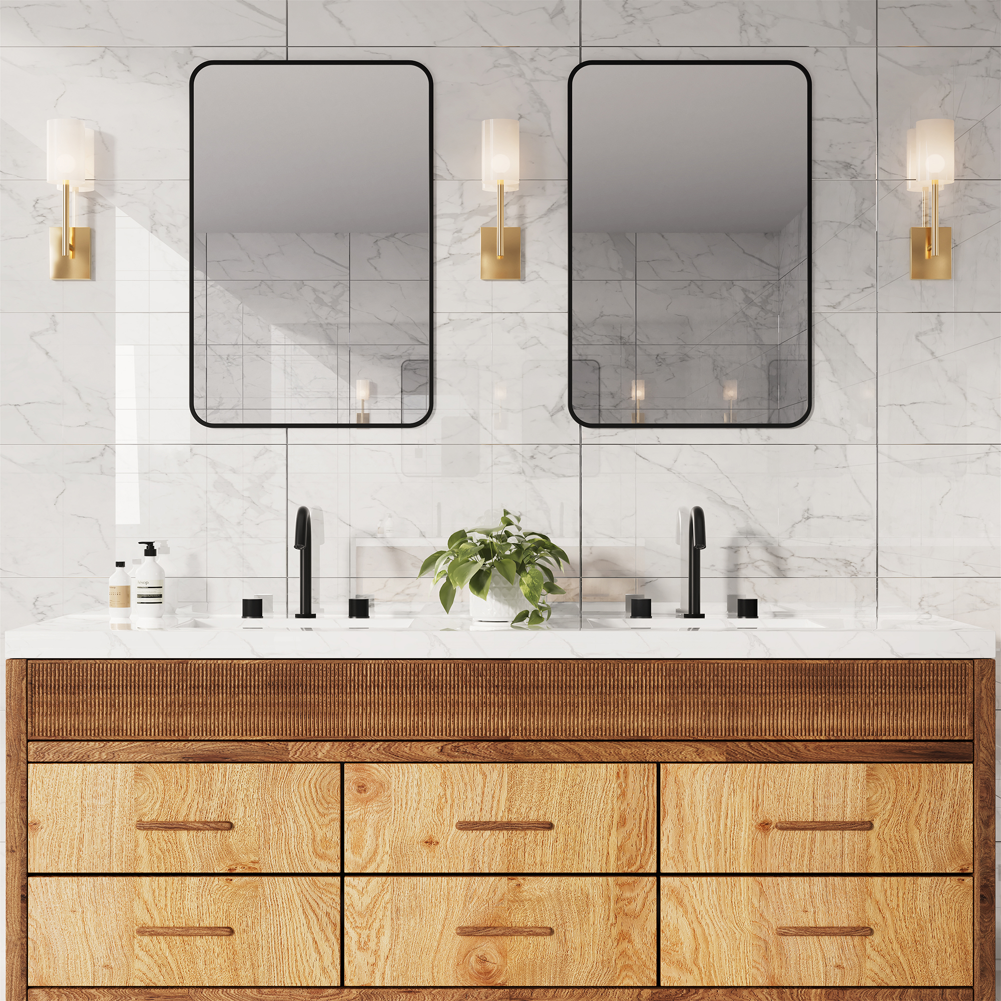 3-Hole Widespread Bathroom Sink Faucet with 360° Rotatable Spout