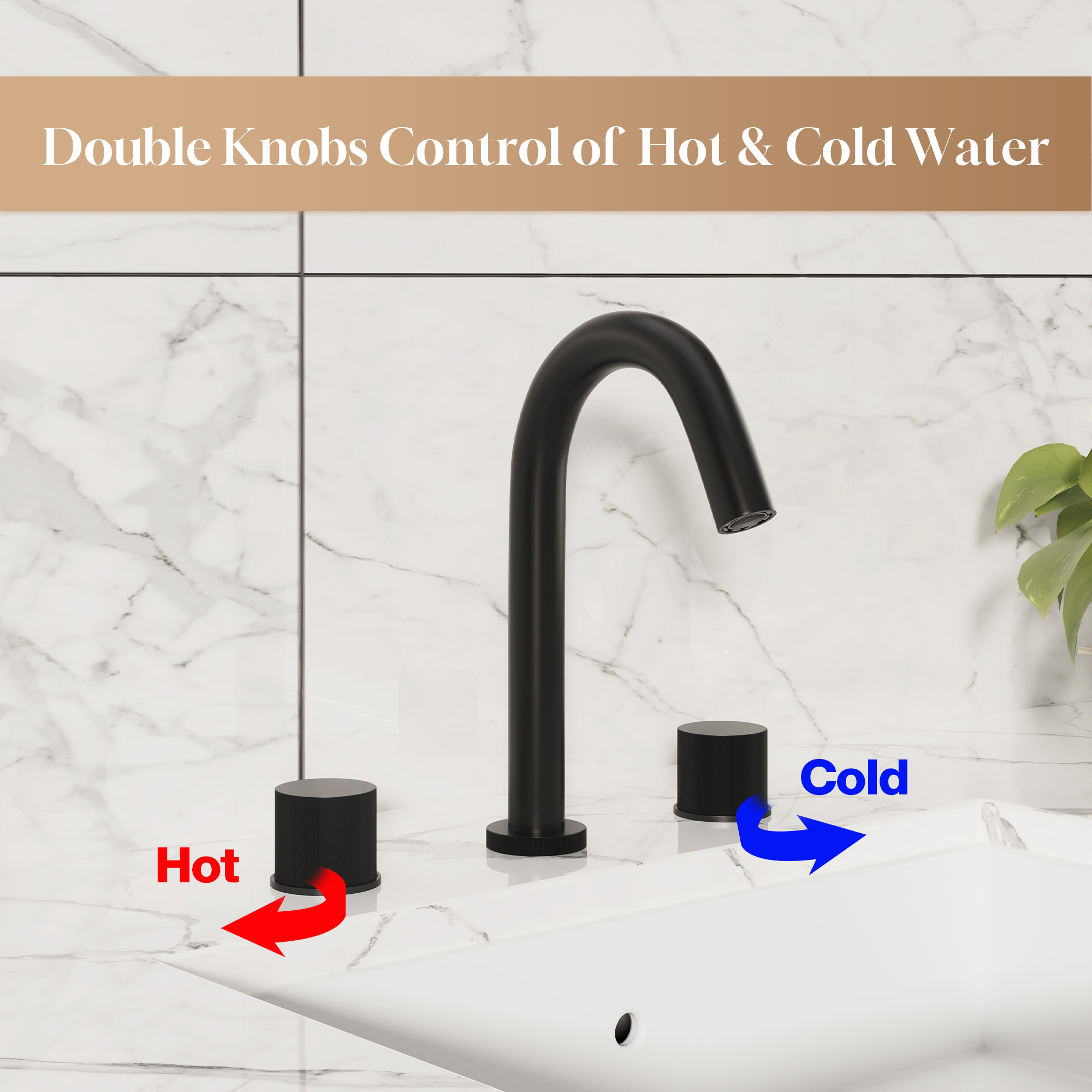 3-Hole Widespread Bathroom Sink Faucet with 360° Rotatable Spout