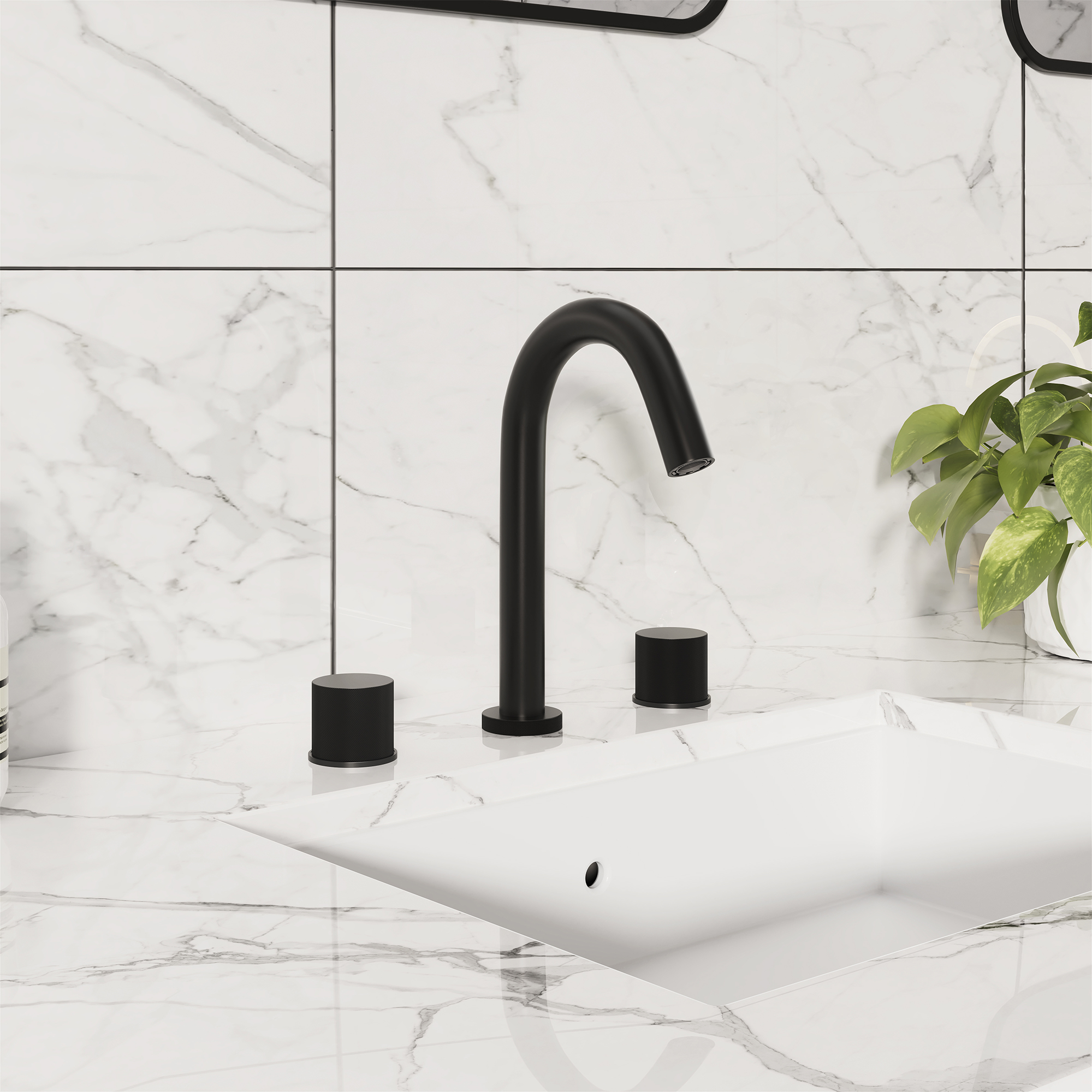 3-Hole Widespread Bathroom Sink Faucet with 360° Rotatable Spout