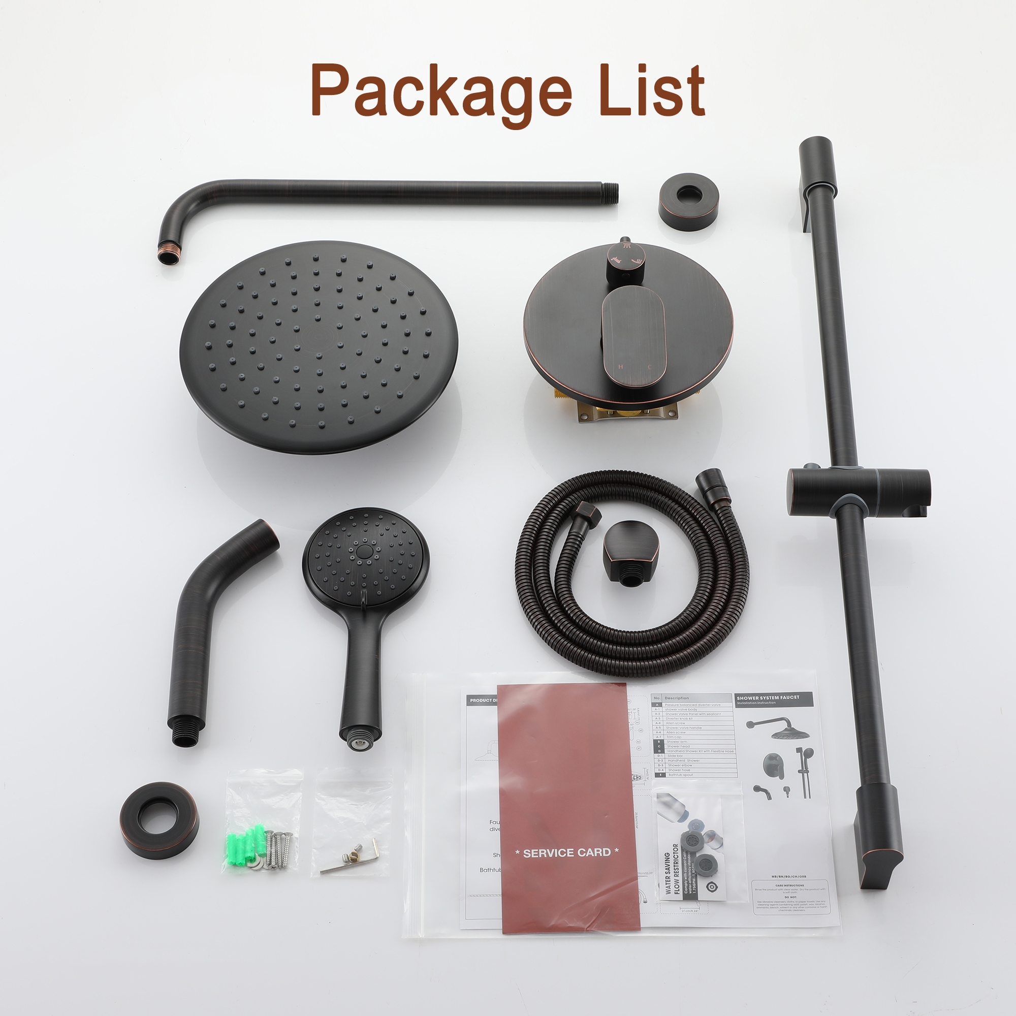 9-inch 3-Function Shower Faucet Set with Tub Spout & Slide Bar