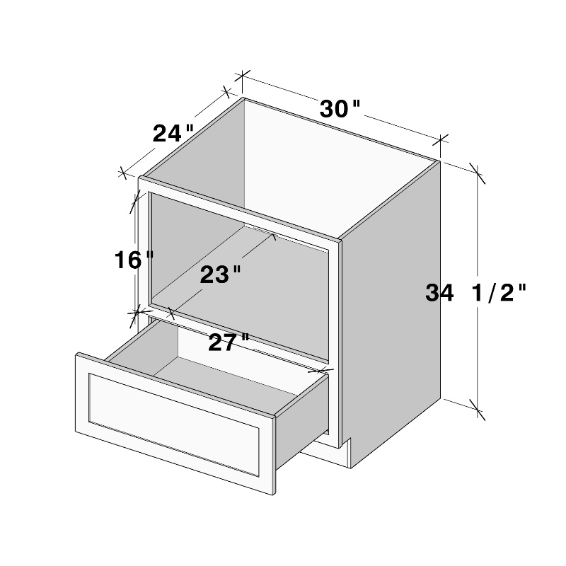Dove Grey RTA 30"W x 24"D x 34.5"H Microwave Base Cabinet with 1 Drawer