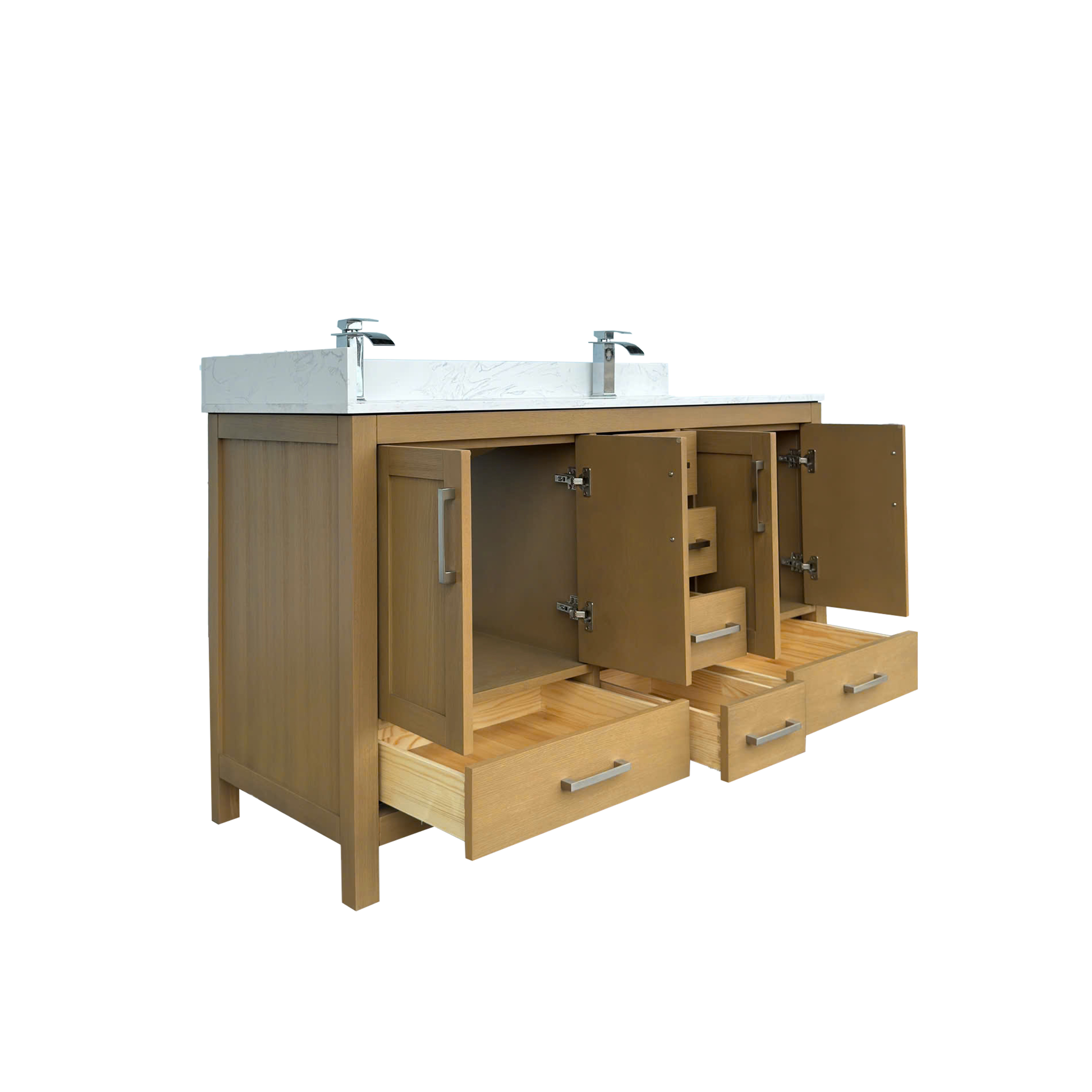 42"/55"/60"/72"/84" Warm Oak Freestanding Bathroom Vanity with Solid Wood Construction