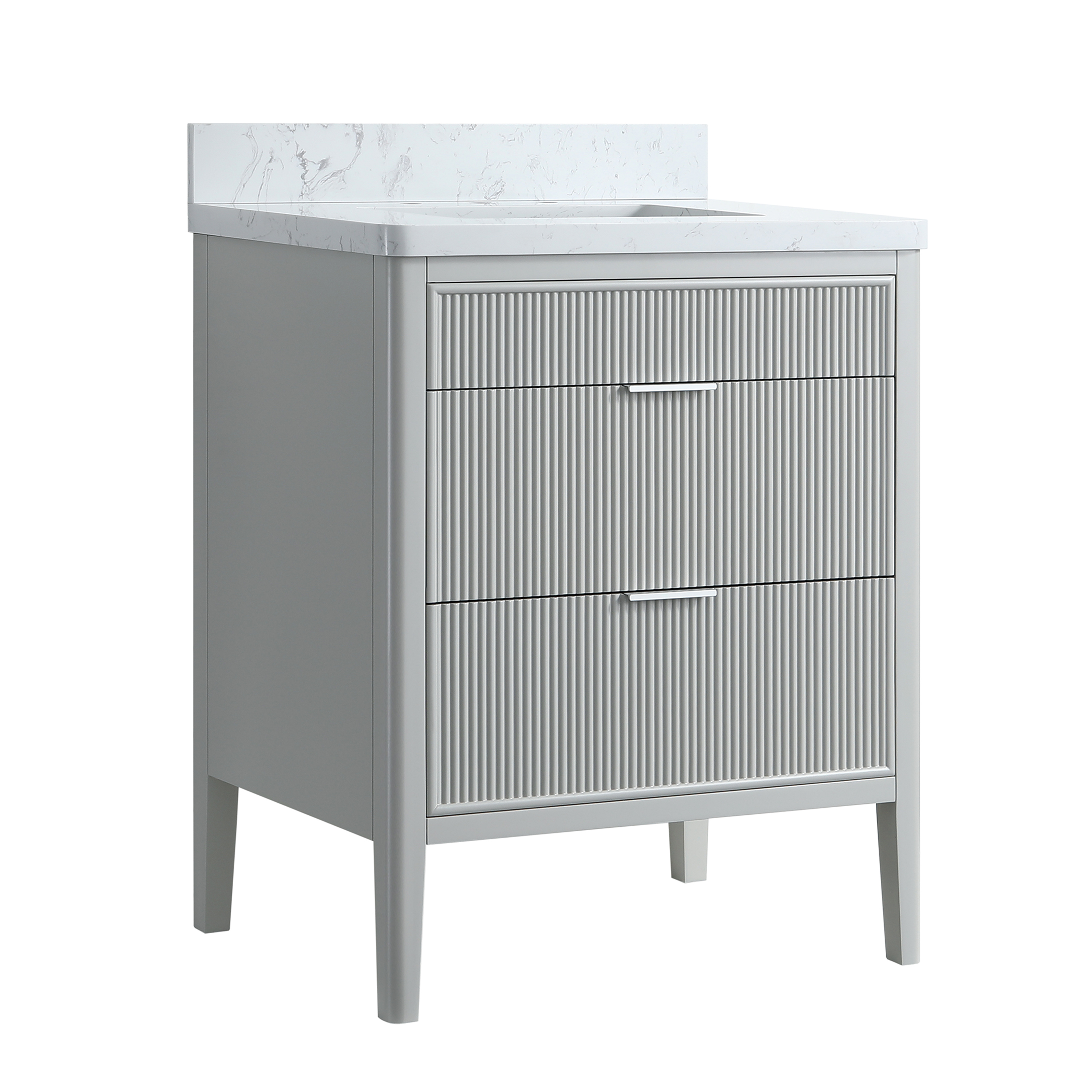 30"/36"/48" Freestanding Single Sink Bathroom Vanity with Solid Wood Construction & Marble Top