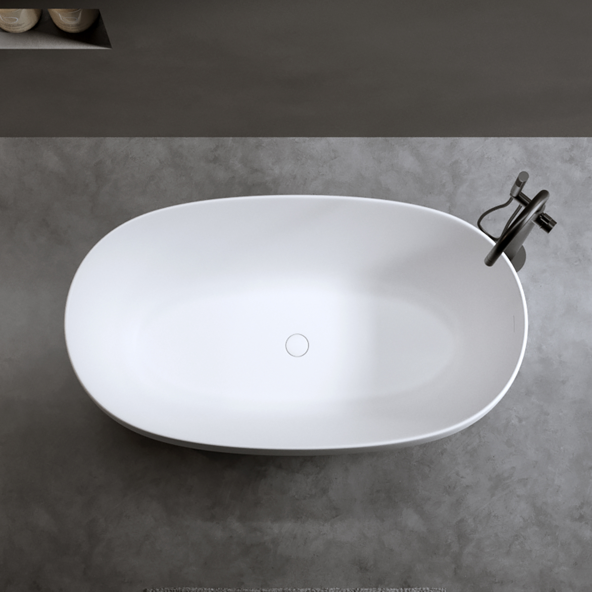 47" Freestanding Stone Resin Soaking Bathtub with Heat Retention