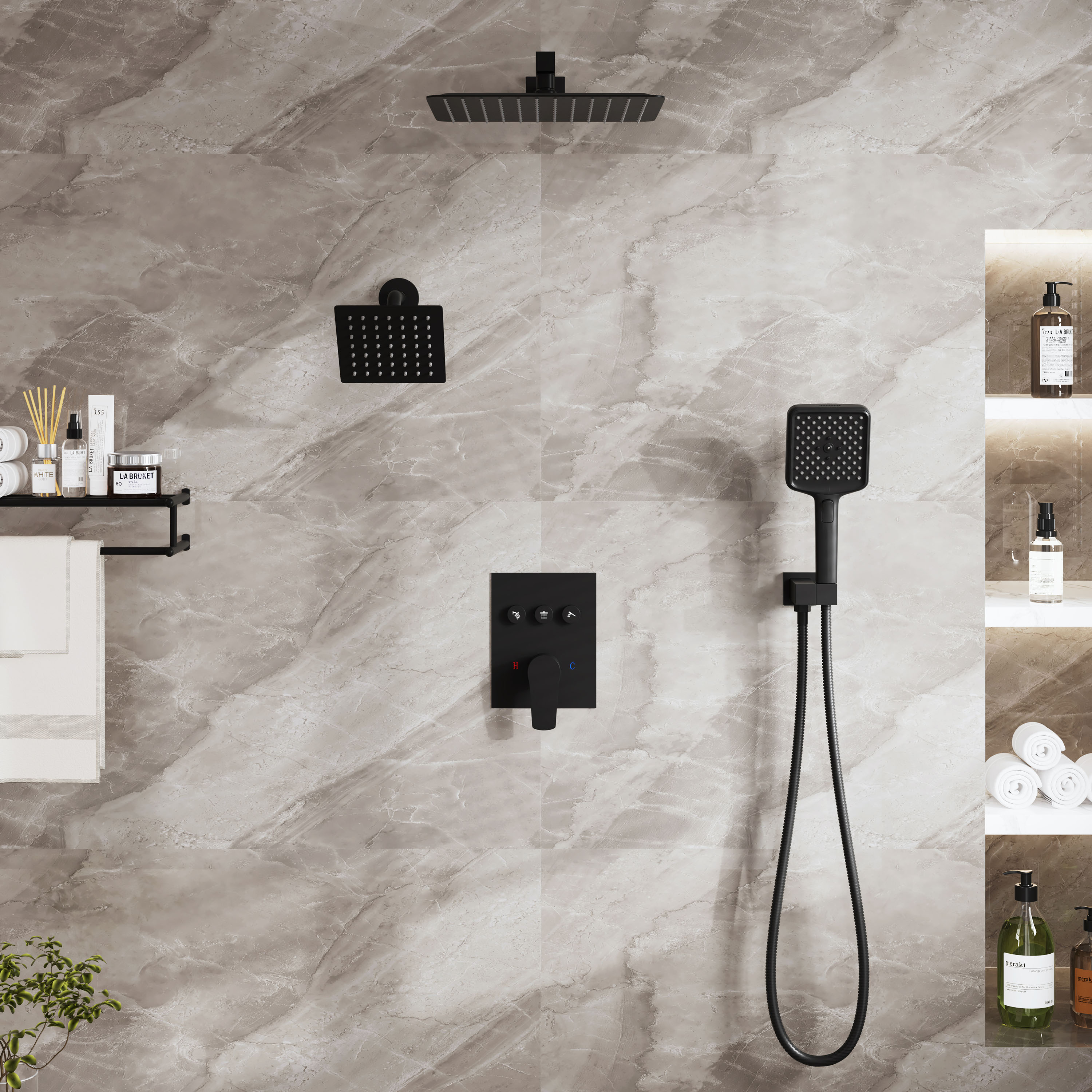 12-inch Dual Shower System with 4-Function Handheld Shower