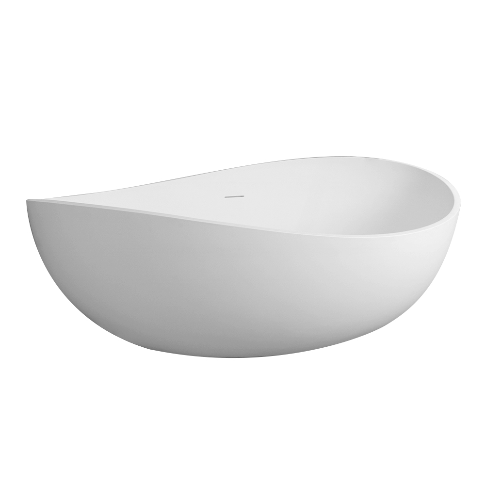 63" Unique Shaped Solid Surface Freestanding Bathtub with Warm-Touch Insulation