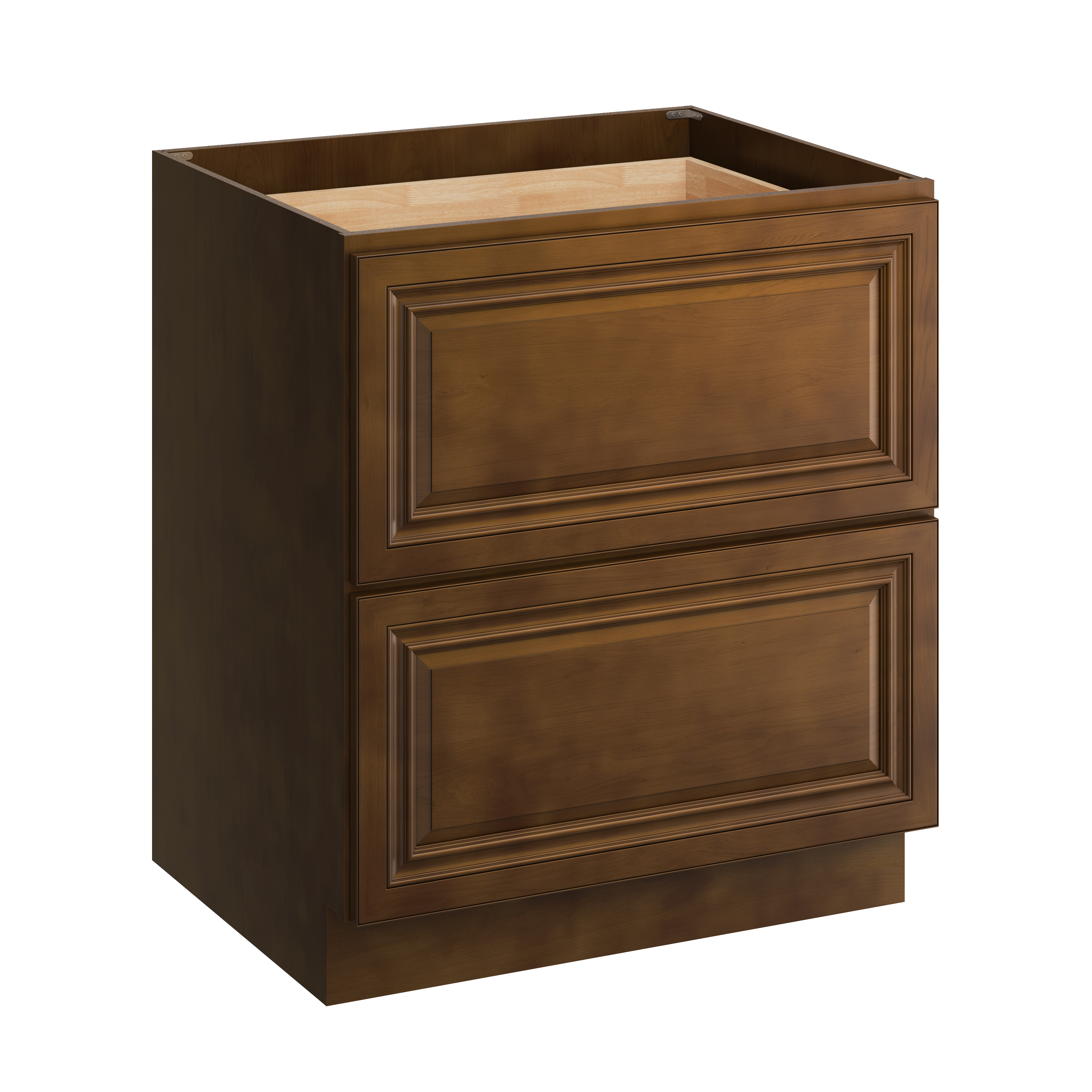 Dark Caramel RTA 30"W x 24"D x 34.5"H Base Cabinet with 2 Drawers