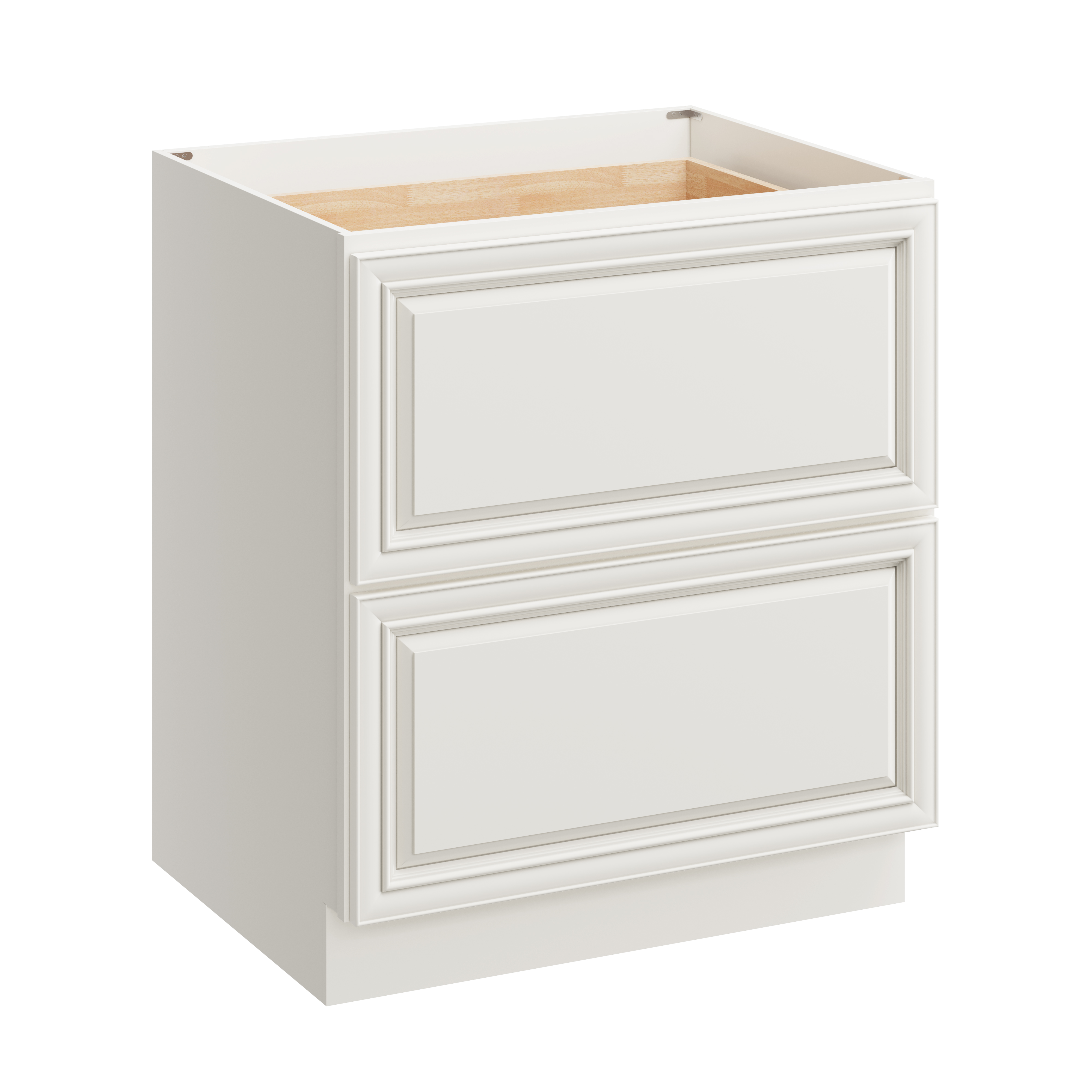 Pearl White RTA 30"W x 24"D x 34.5"H Base Cabinet with 2 Drawers