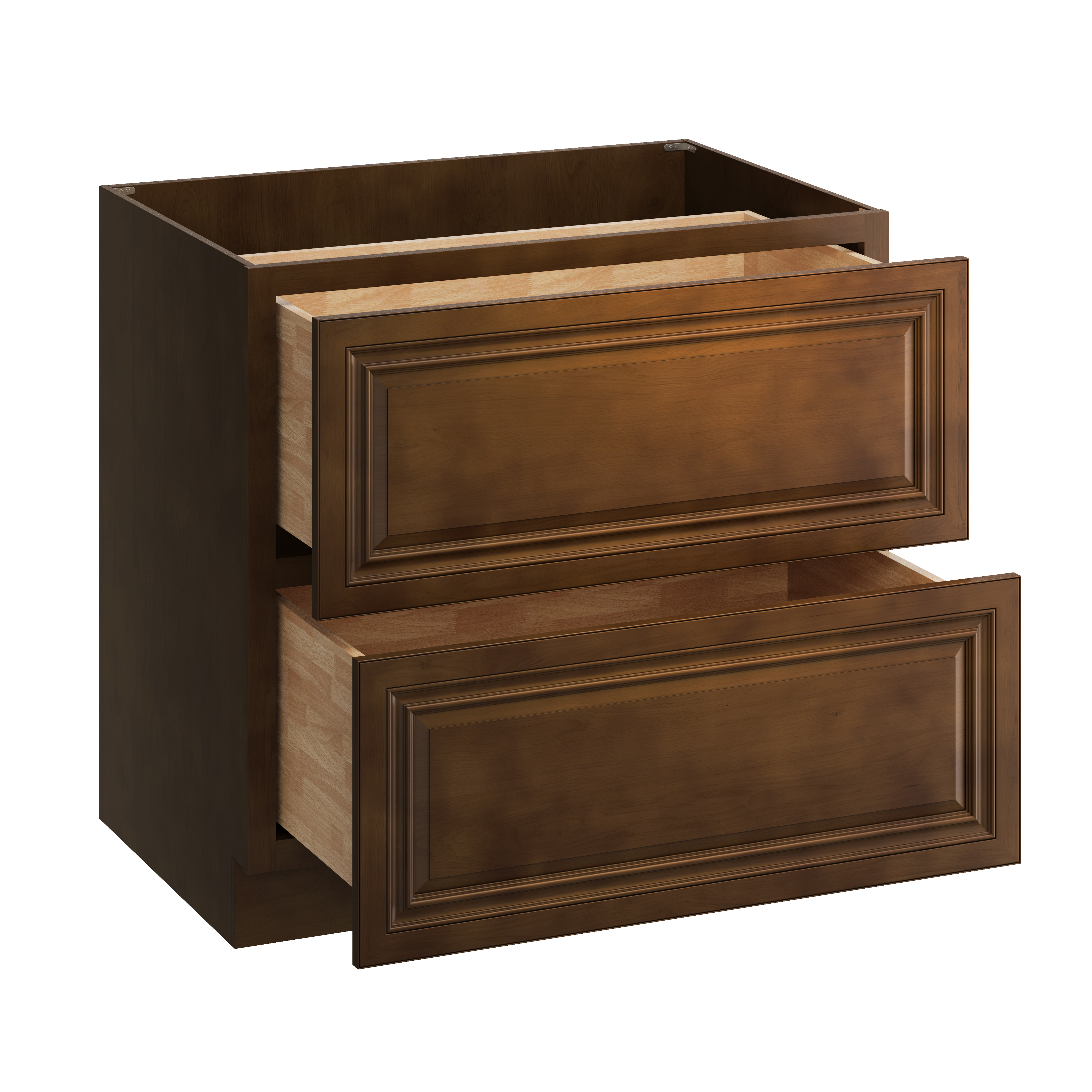 Dark Caramel RTA 36"W x 24"D x 34.5"H Base Cabinet with 2 Drawers