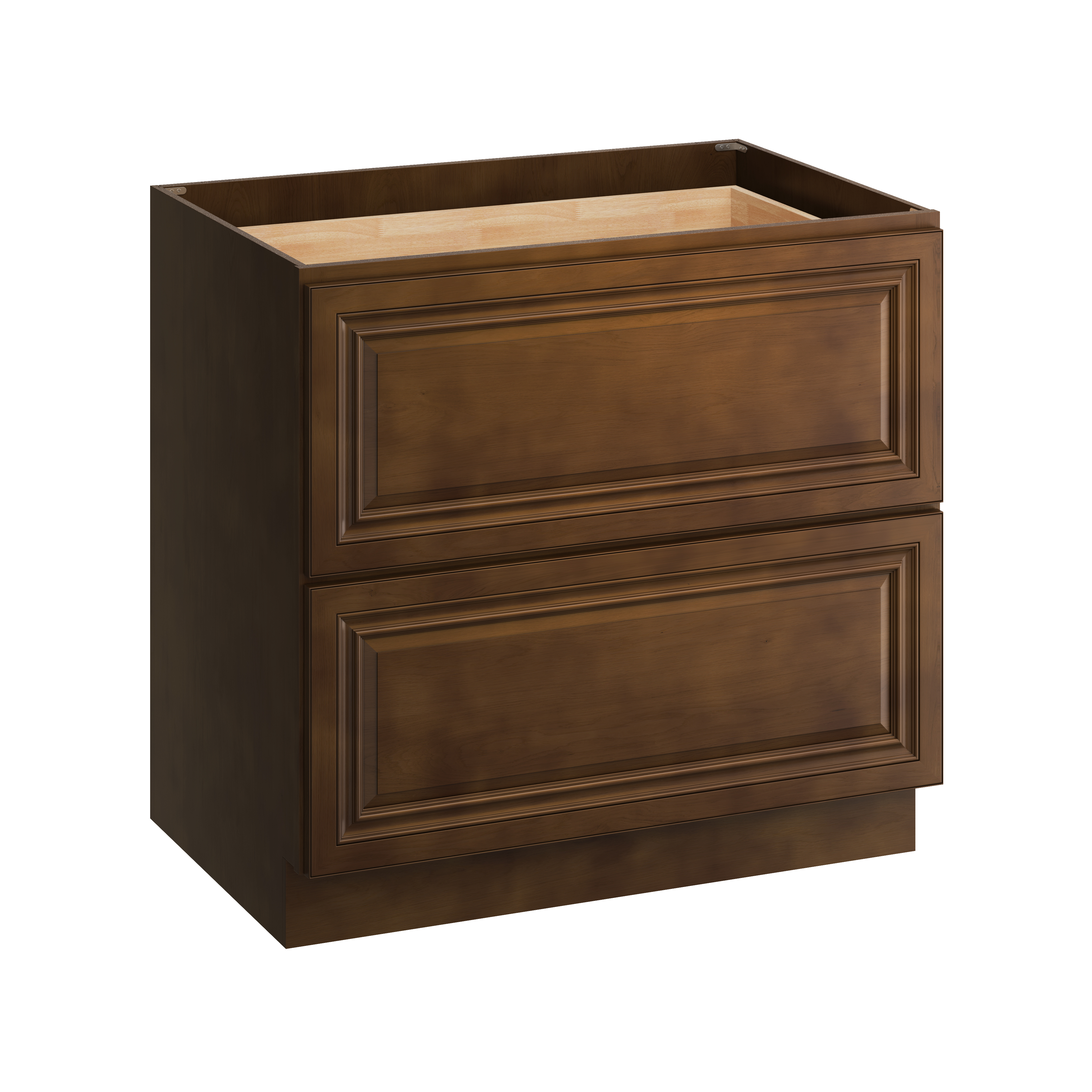 Dark Caramel RTA 36"W x 24"D x 34.5"H Base Cabinet with 2 Drawers