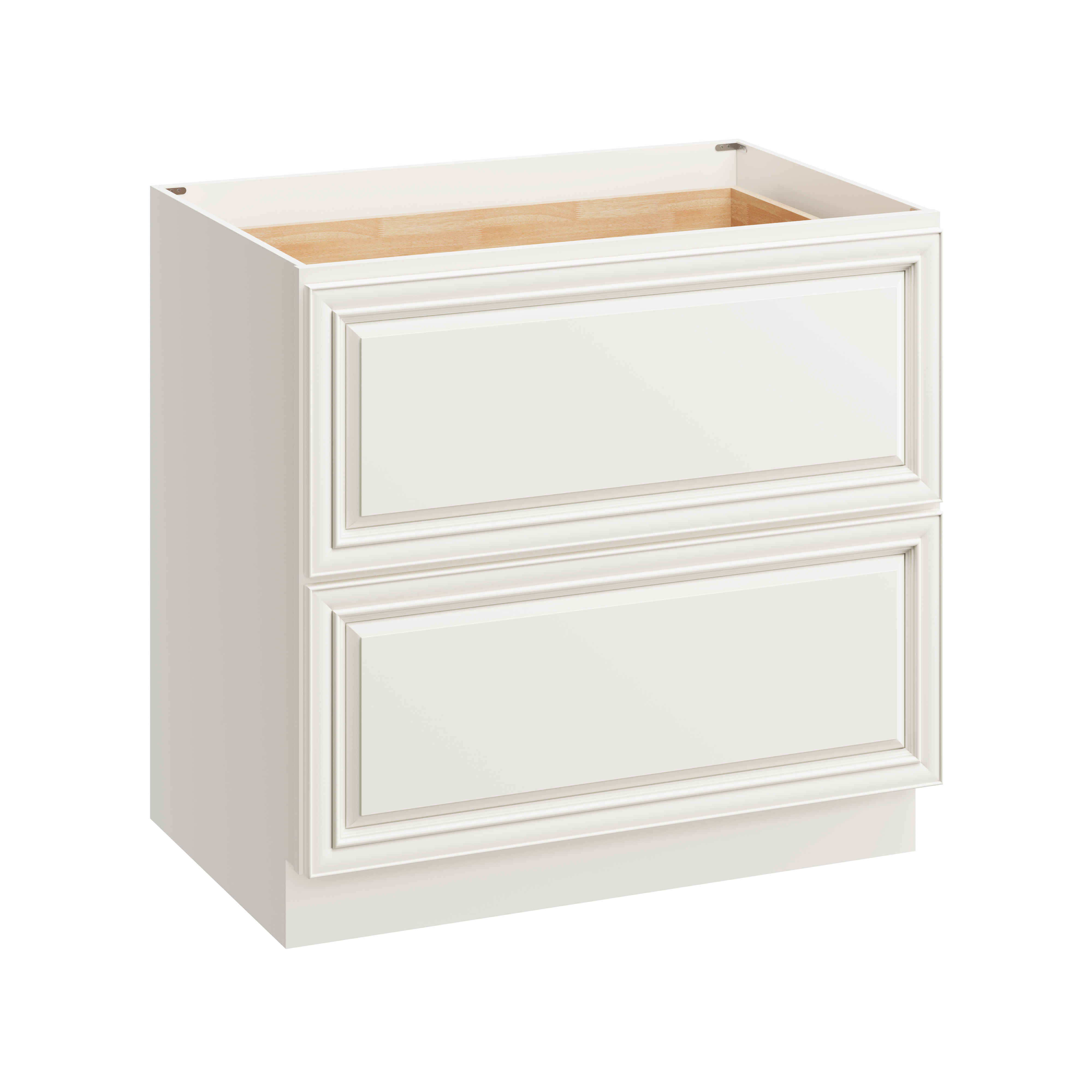 Pearl White RTA 36"W x 24"D x 34.5"H Base Cabinet with 2 Drawers