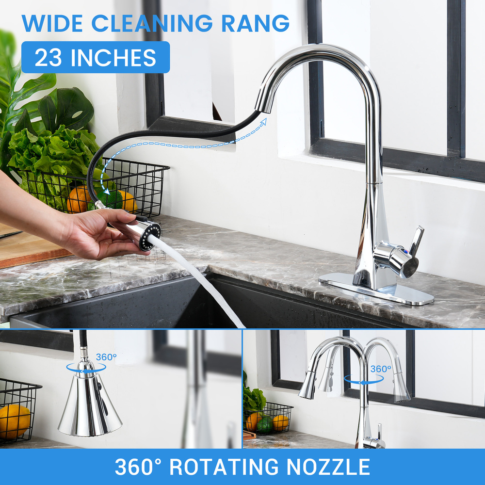 Touchless Dual-Sensor Pull-Down Kitchen Faucet with Modern Design