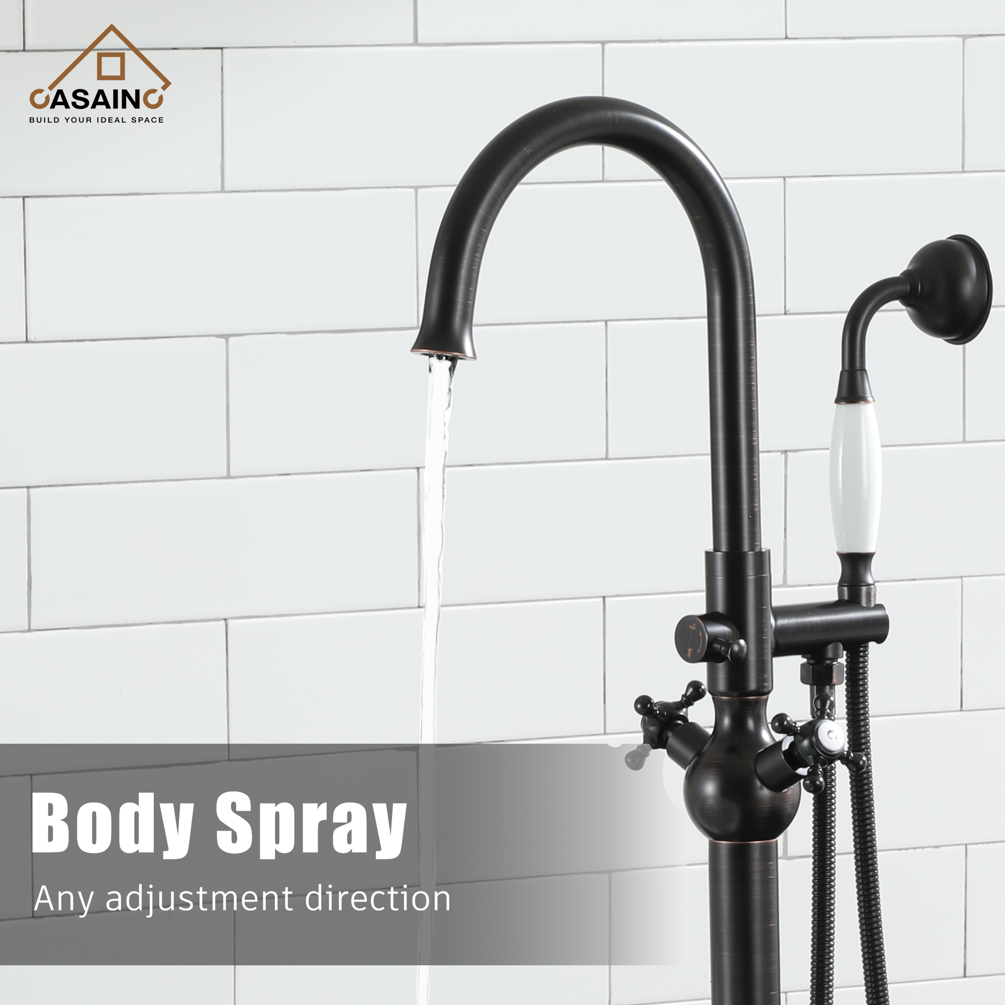 CASAINC Freestanding Bathtub Faucet with Hand Shower in Matte Black and More