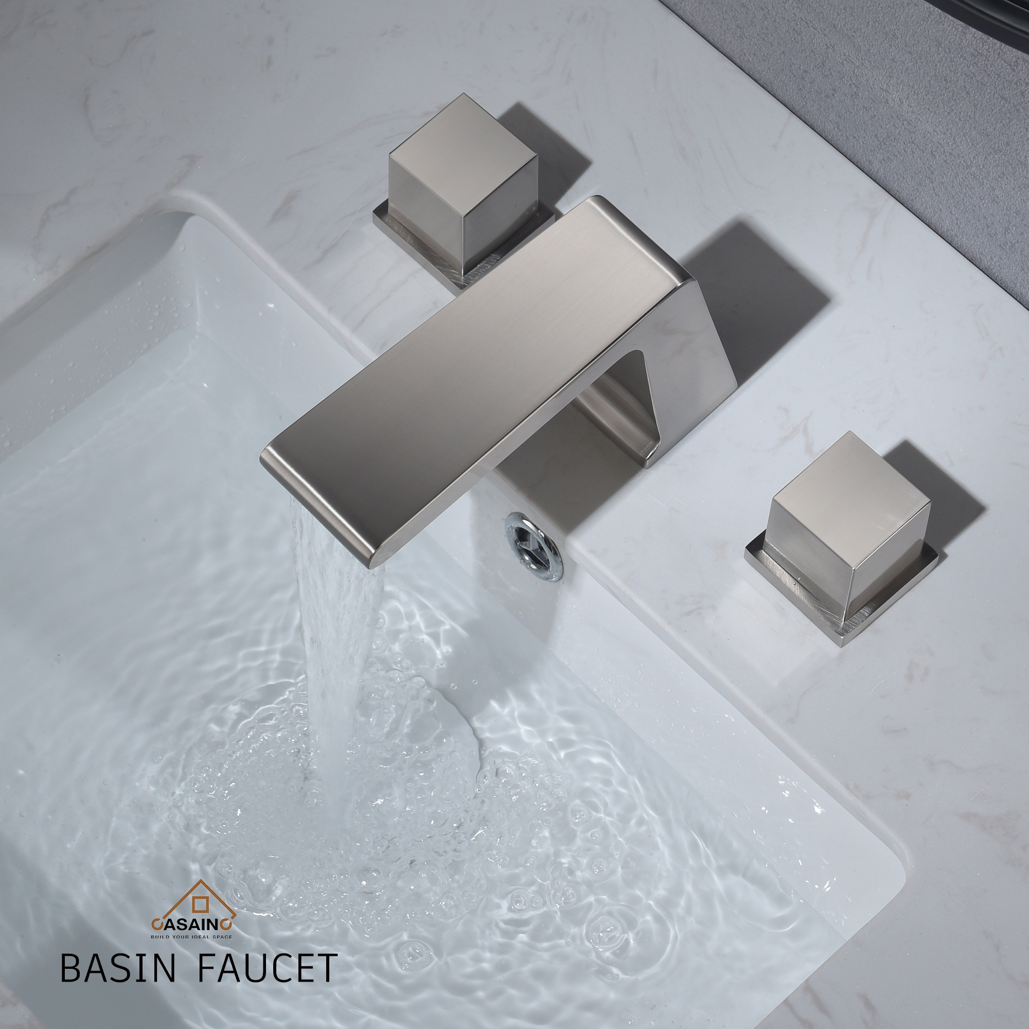 3-Hole Deck-Mounted Waterfall Basin Faucet Bathroom Sink Faucet