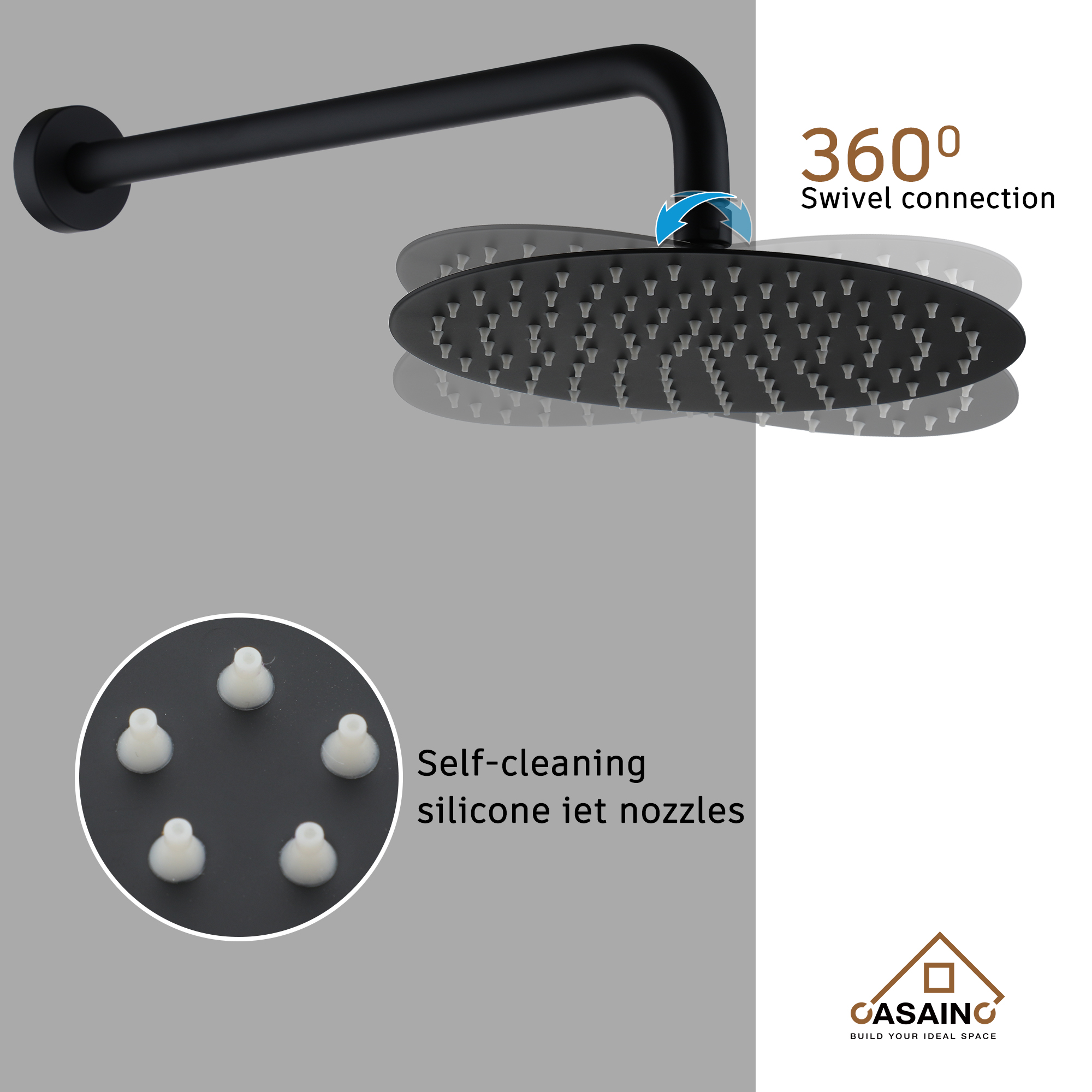 10" Matte Black Rain Shower System with Hand Shower