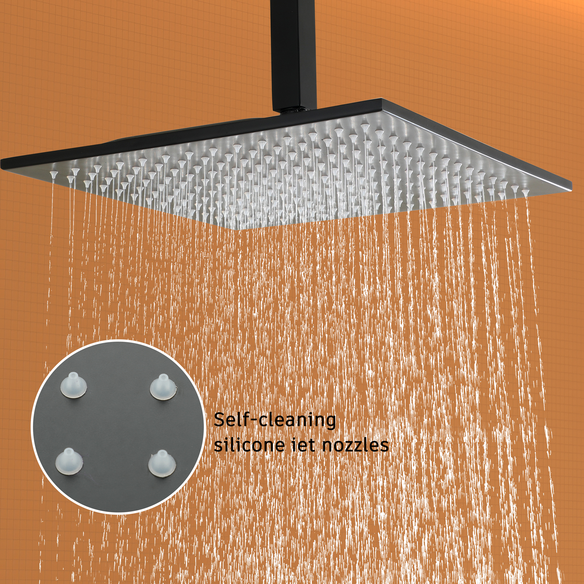 12" Ceiling-Mounted Rainfall Shower System with Handheld & Body Jets