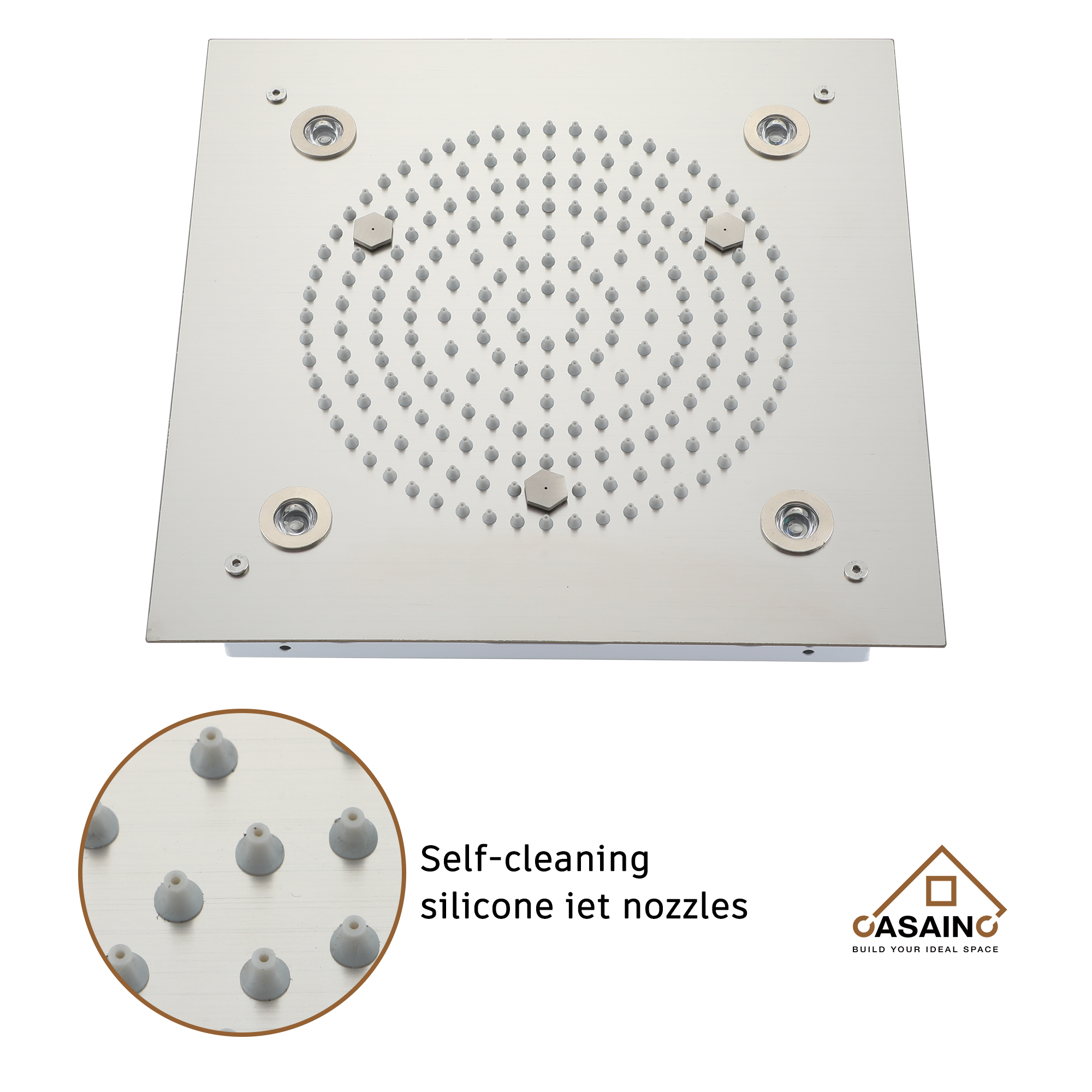 12.59" Flush-Mounted 3-Function Shower System with LED Lights