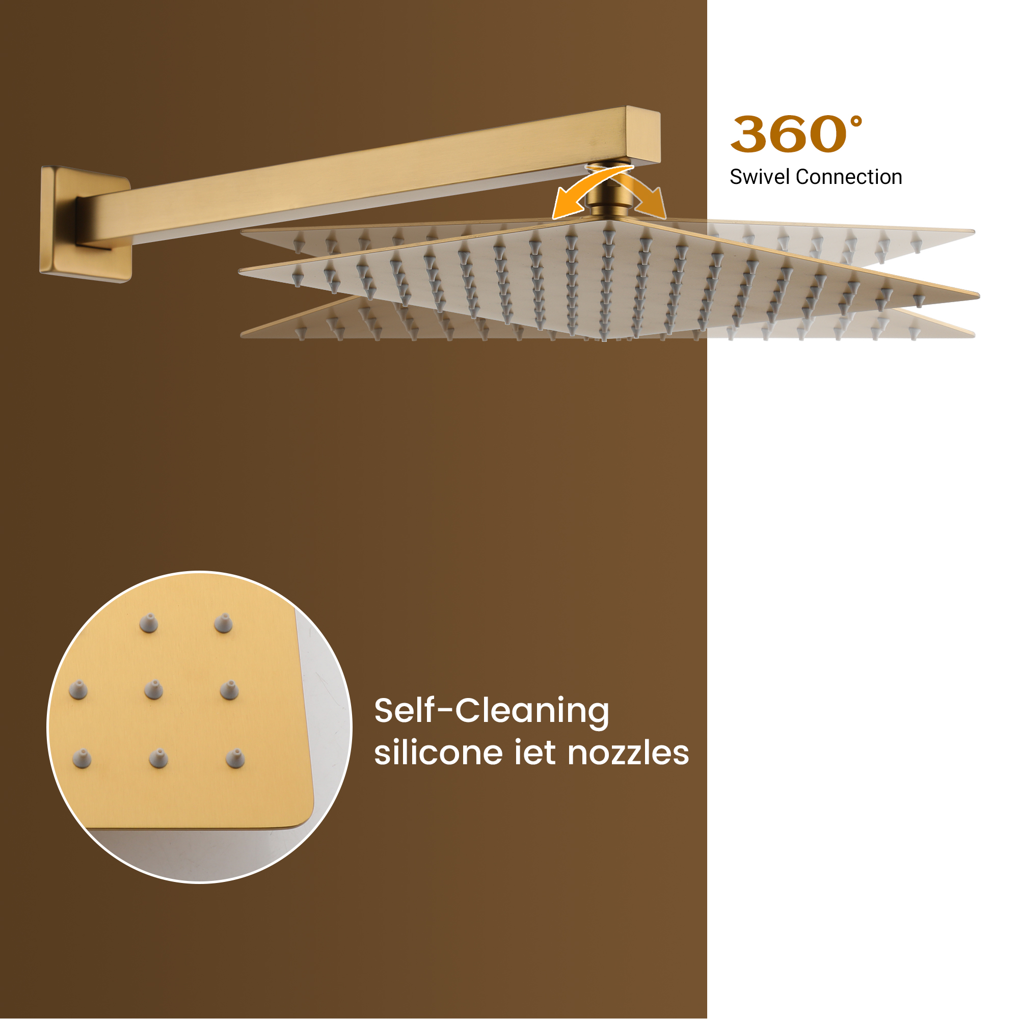 10" Wall Mounted Dual Shower Head Rain Shower System with Tub Spout