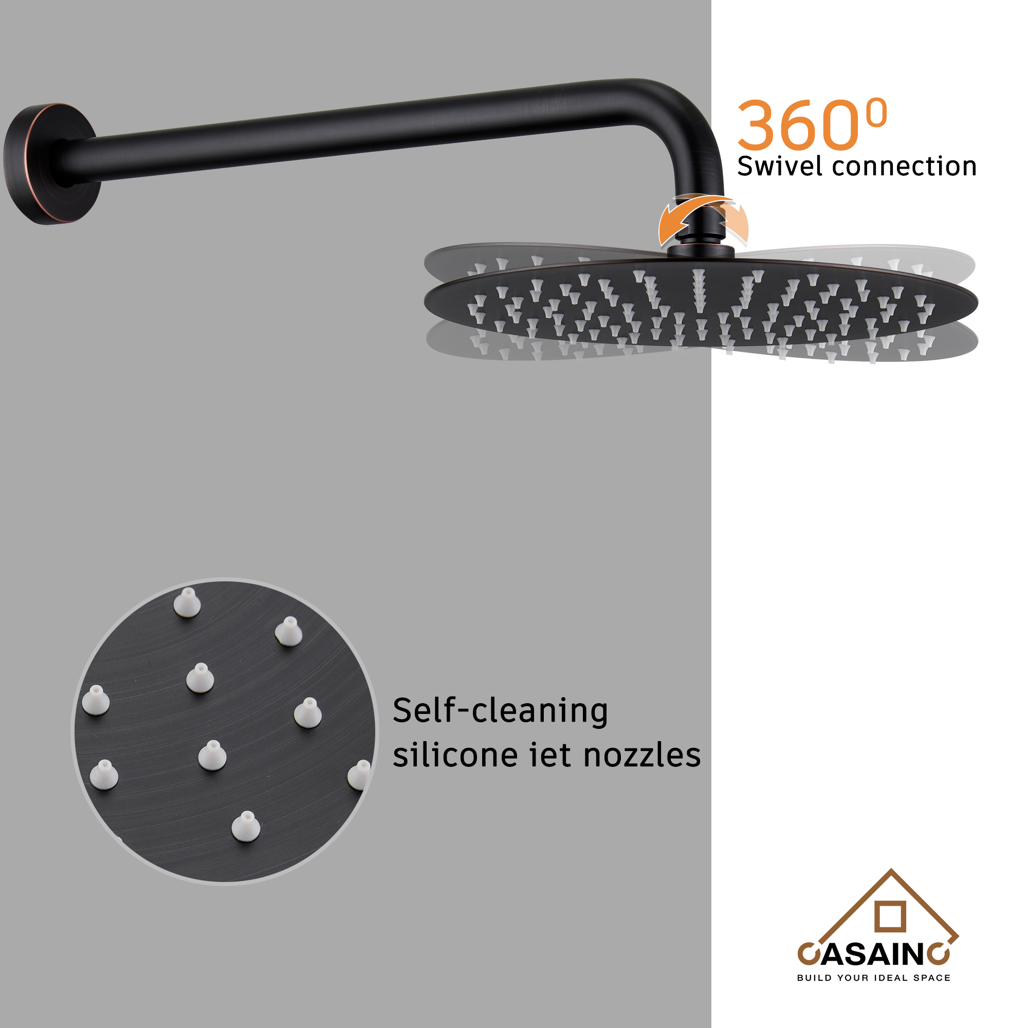1-Spray Patterns 10 in. Wall Mount Dual Shower Heads in Oil Rubbed Bronze (Valve Included)