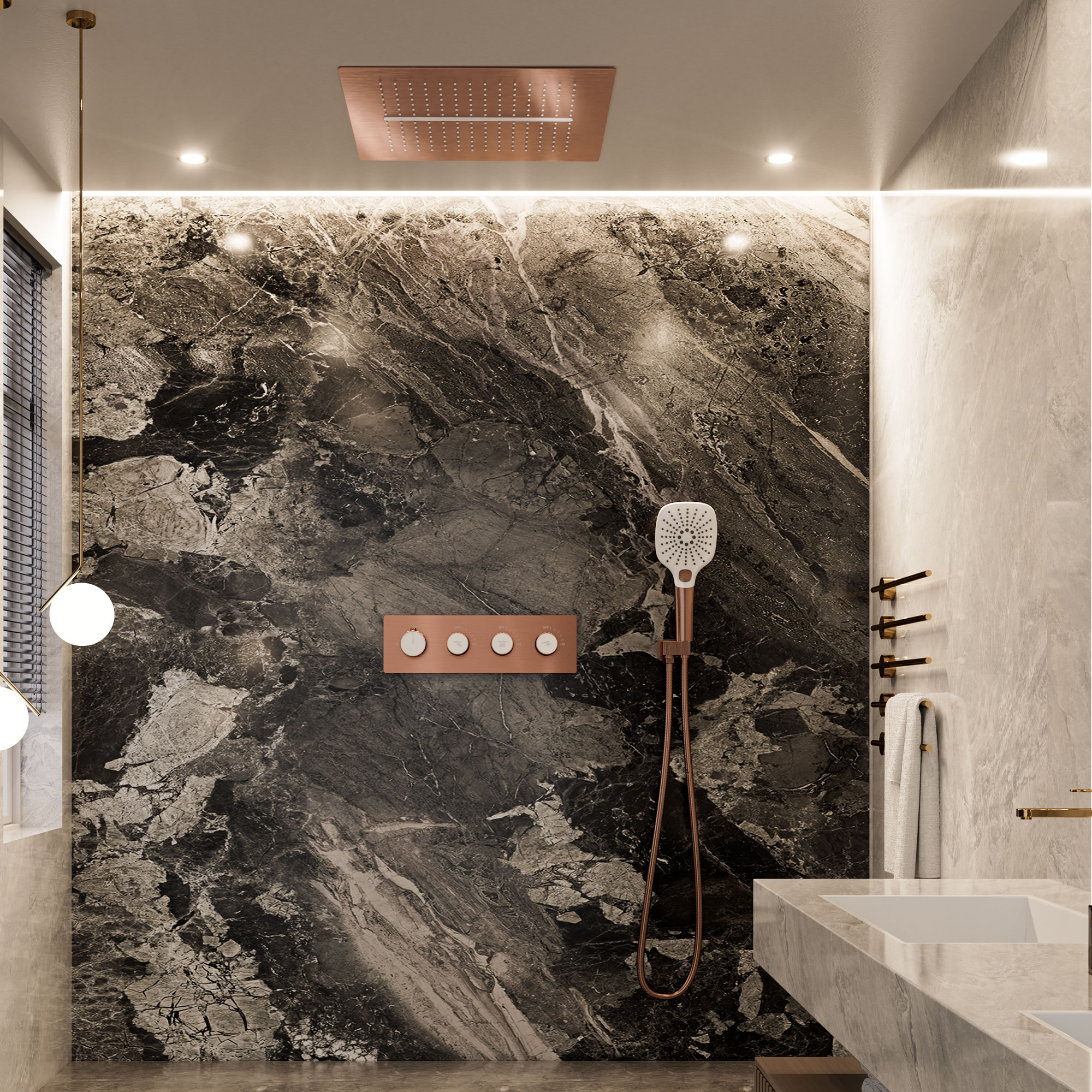 16'' Concealed Multi-Function Shower System 3-Spray Modes Showerhead