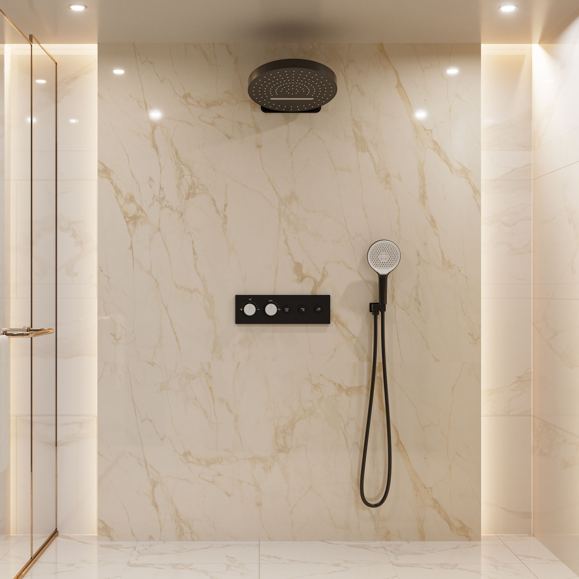 16'' Round Rainfall Multifunctional Shower System With 3-Spray Modes