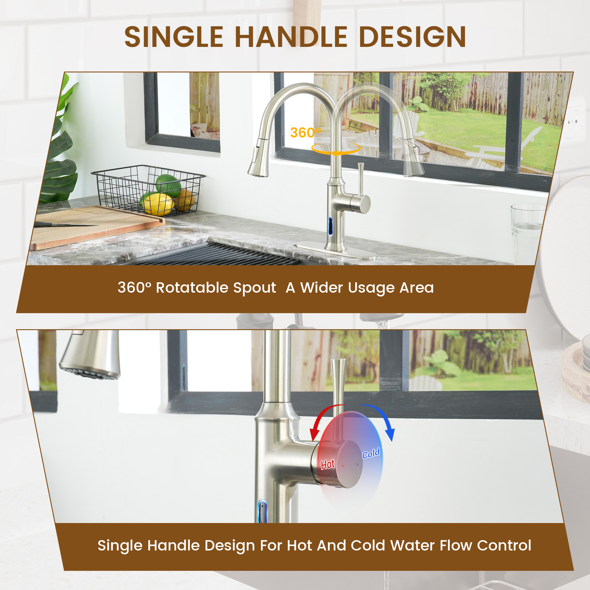 Smart Voice-Controlled Kitchen Faucet with Pull Down Sprayer and Touchless Technology