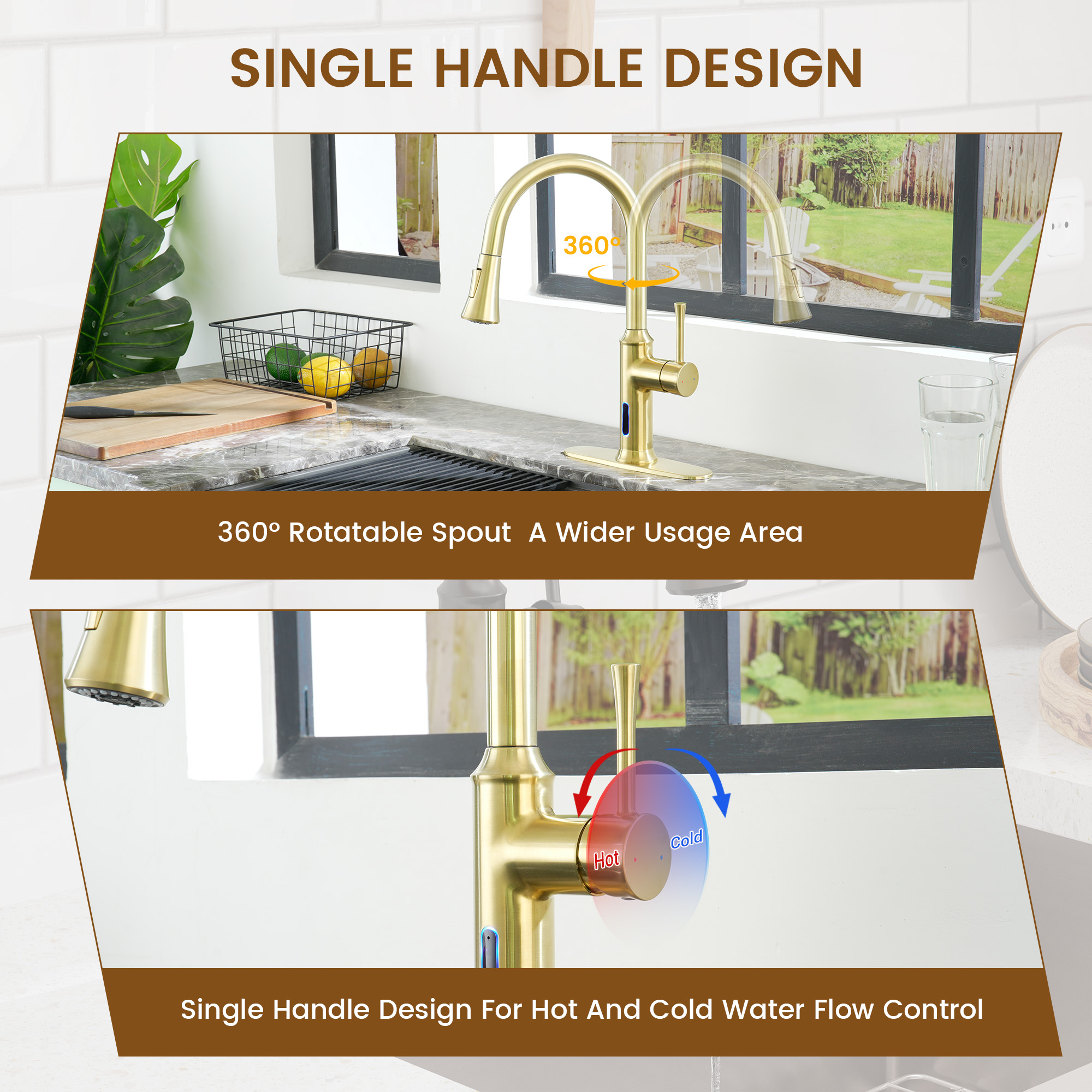 Smart Voice-Controlled Kitchen Faucet with Pull Down Sprayer and Touchless Technology