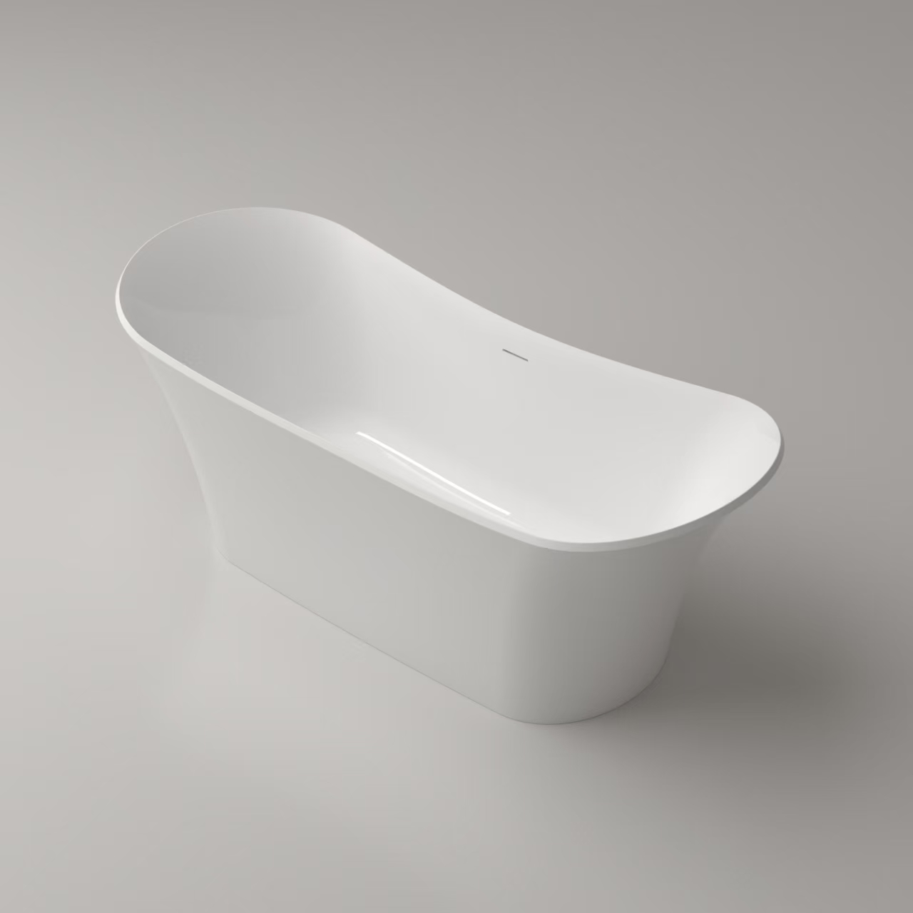 69" Freestanding Solid Surface Bathtub with Dual Sloped Headrests