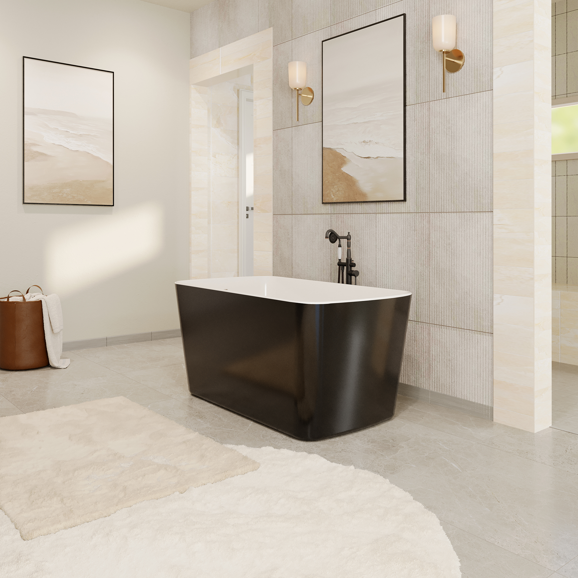 49" Acrylic Freestanding Japanese Soaking Bathtub with Sit-In Design