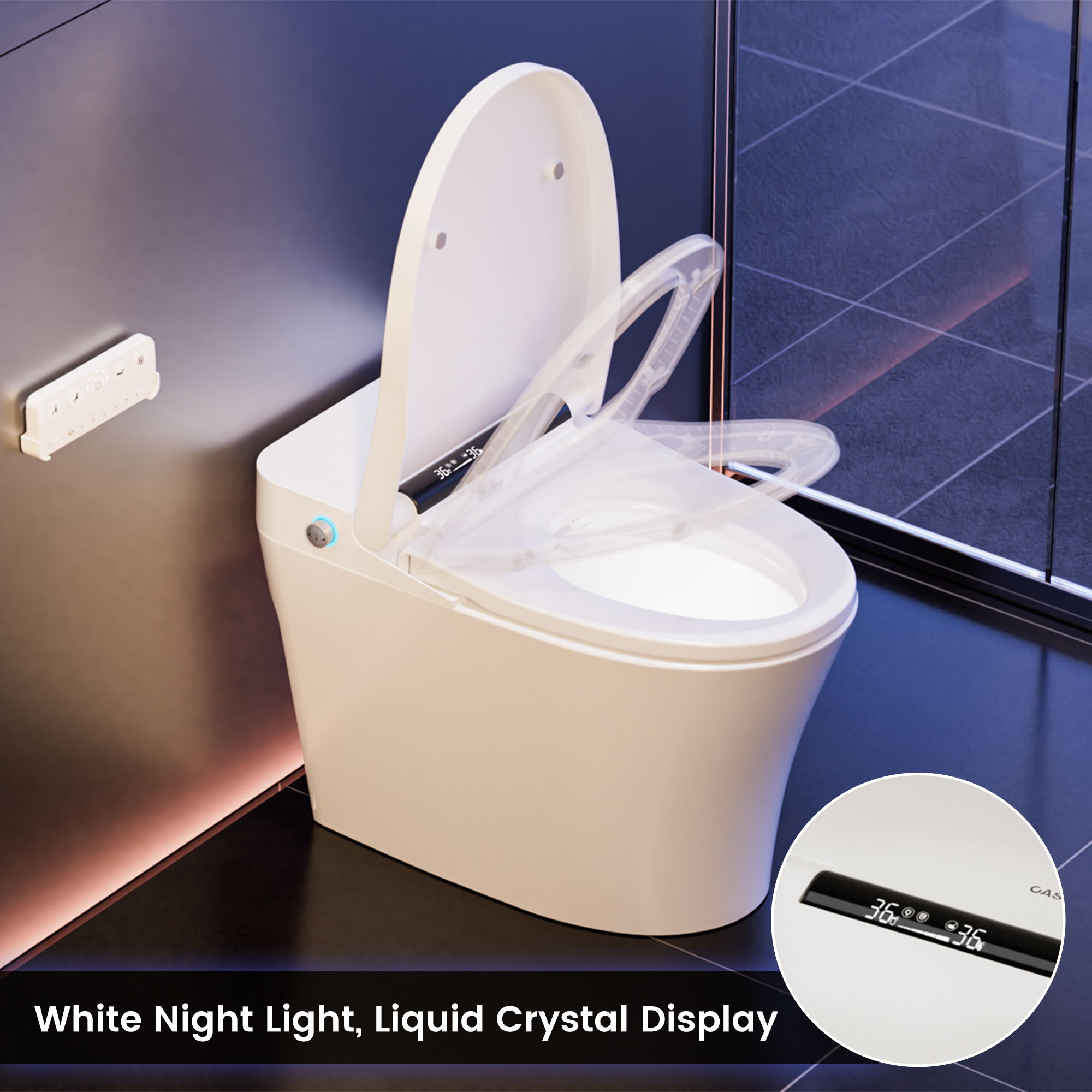 Tankless Floor Mounted Elongated White Ceramic Smart Bidet Toilet