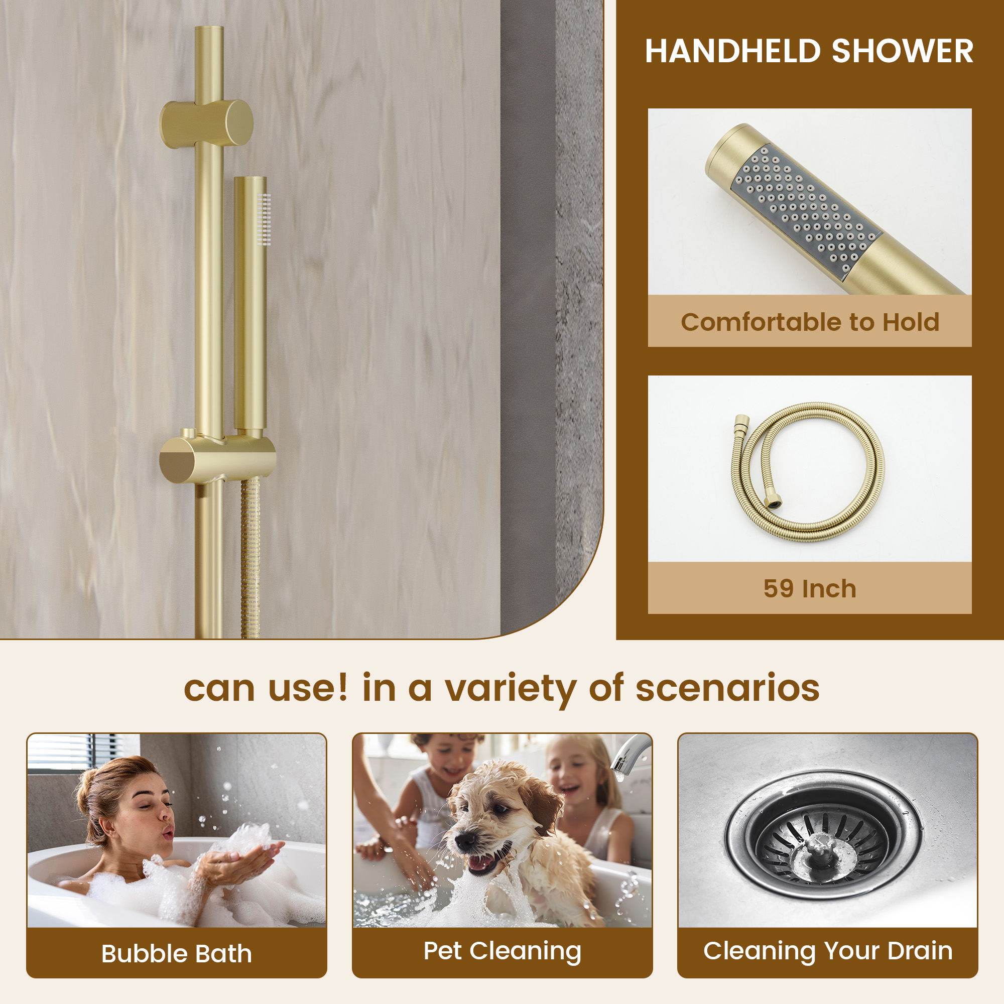 10-inch Wall-Mounted Rain Shower System with Body Jets & Slide Bar