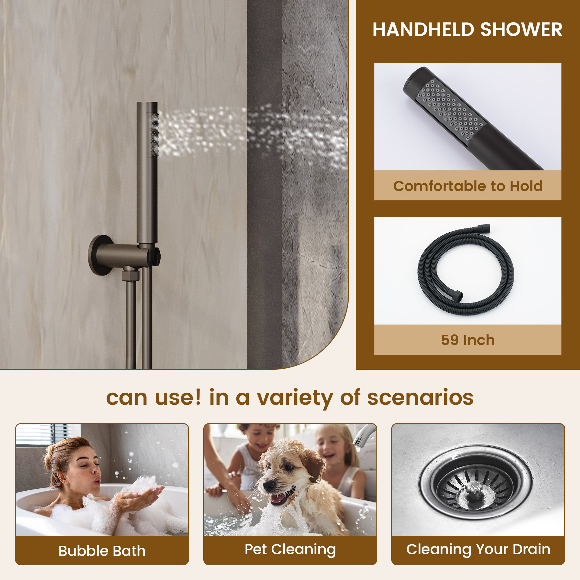 8-inch Ceiling-Mounted Thermostatic Shower System with Body Jets