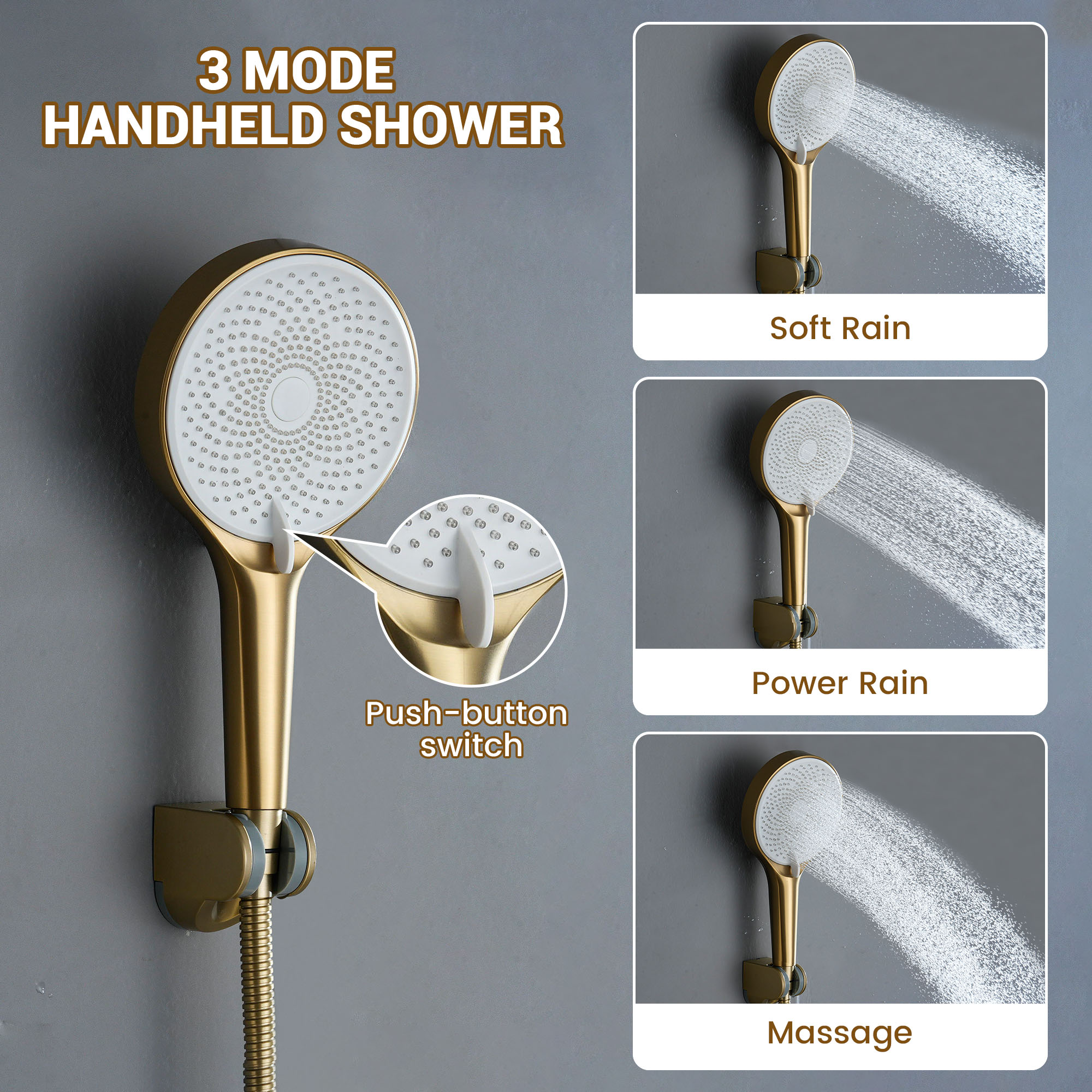 35*12 inch 6-Function Luxury Shower System with Body Jets & Bluetooth