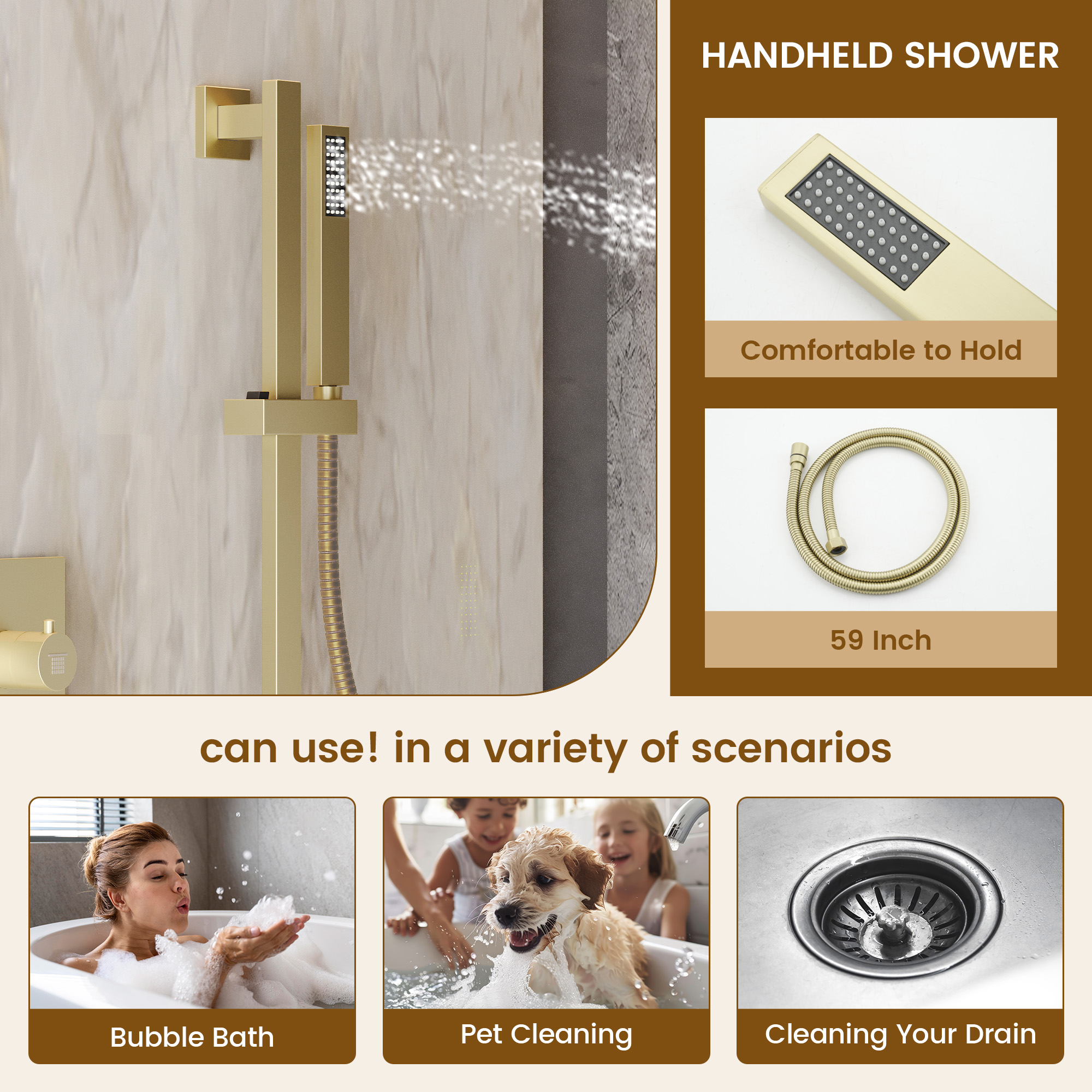 32*16 inch 3-Function Thermostatic Shower System with Body Jets
