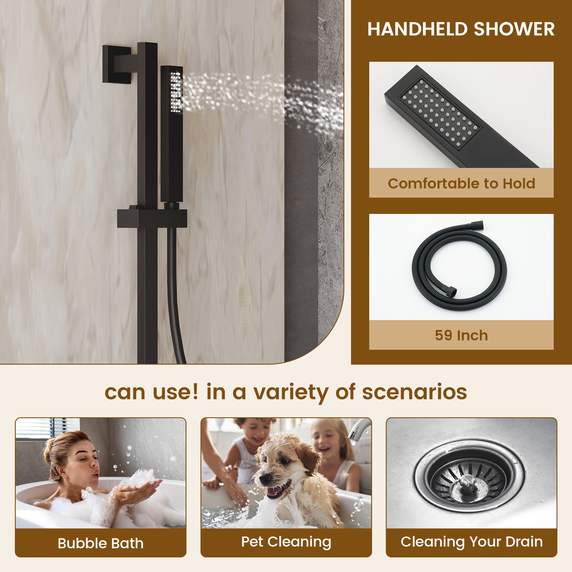 12-inch 4-Function Body Jet Shower System with Tub Spout & Slide Bar
