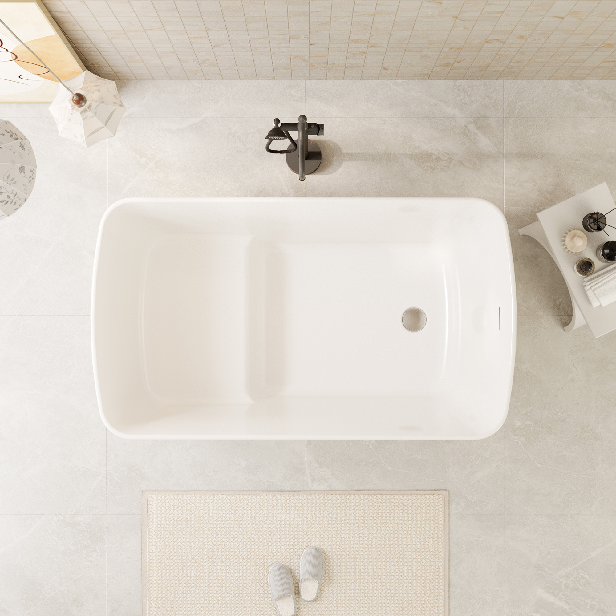 49" Acrylic Freestanding Japanese Soaking Bathtub with Sit-In Design - Glendale