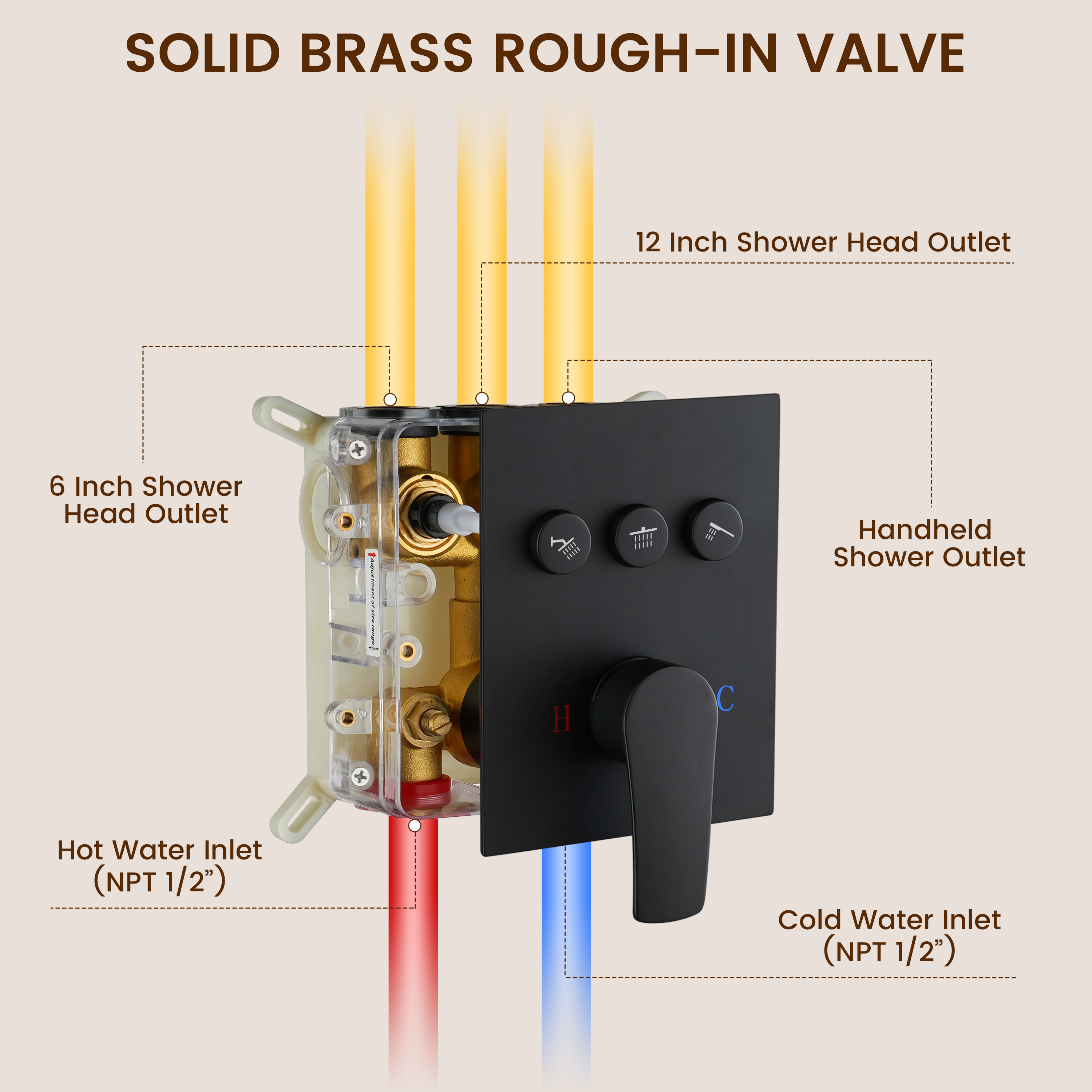 12-inch Dual Shower System with 4-Function Handheld Shower