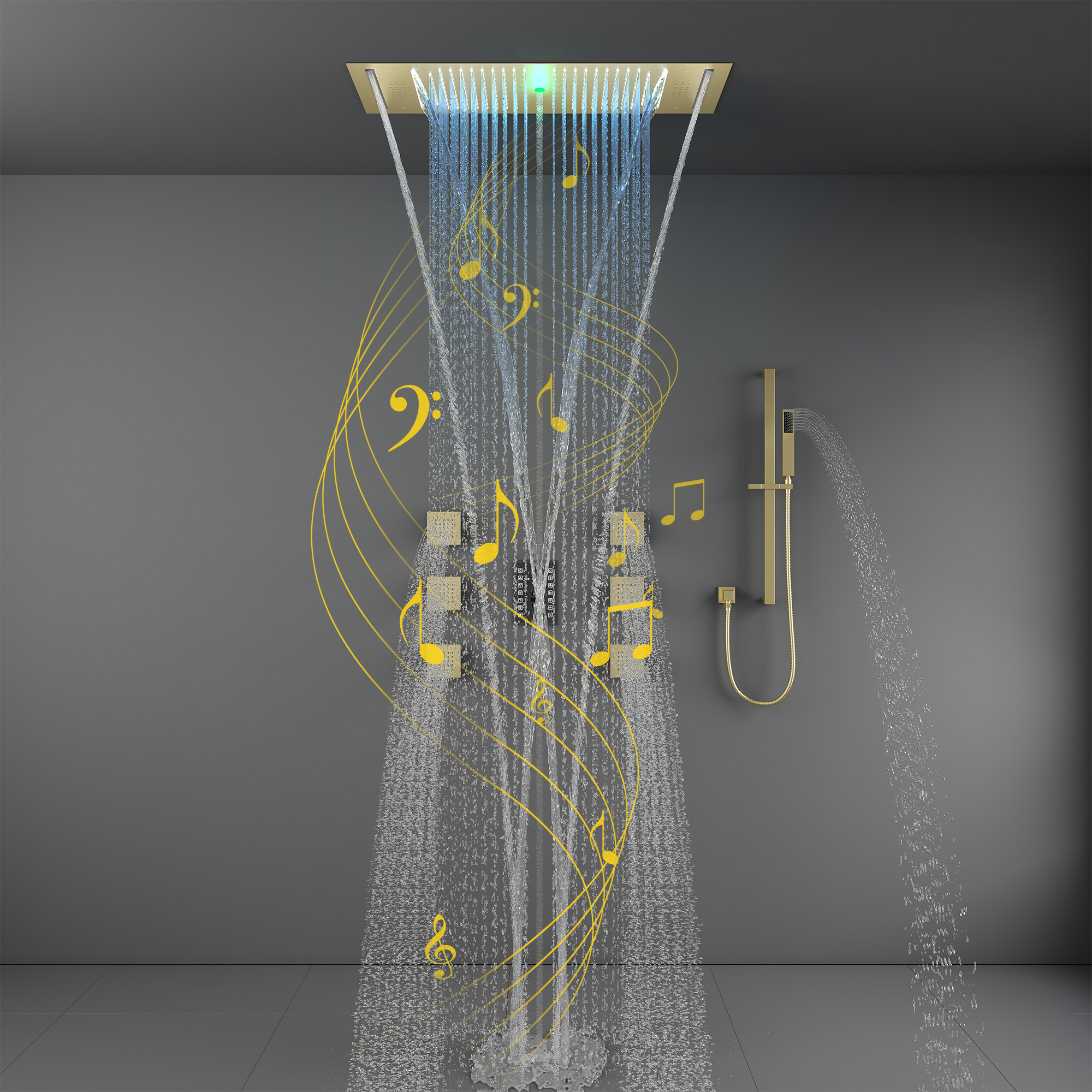 35" x 12" 6-Function Thermostatic Shower System with Digital Touch Screen & LED Lights