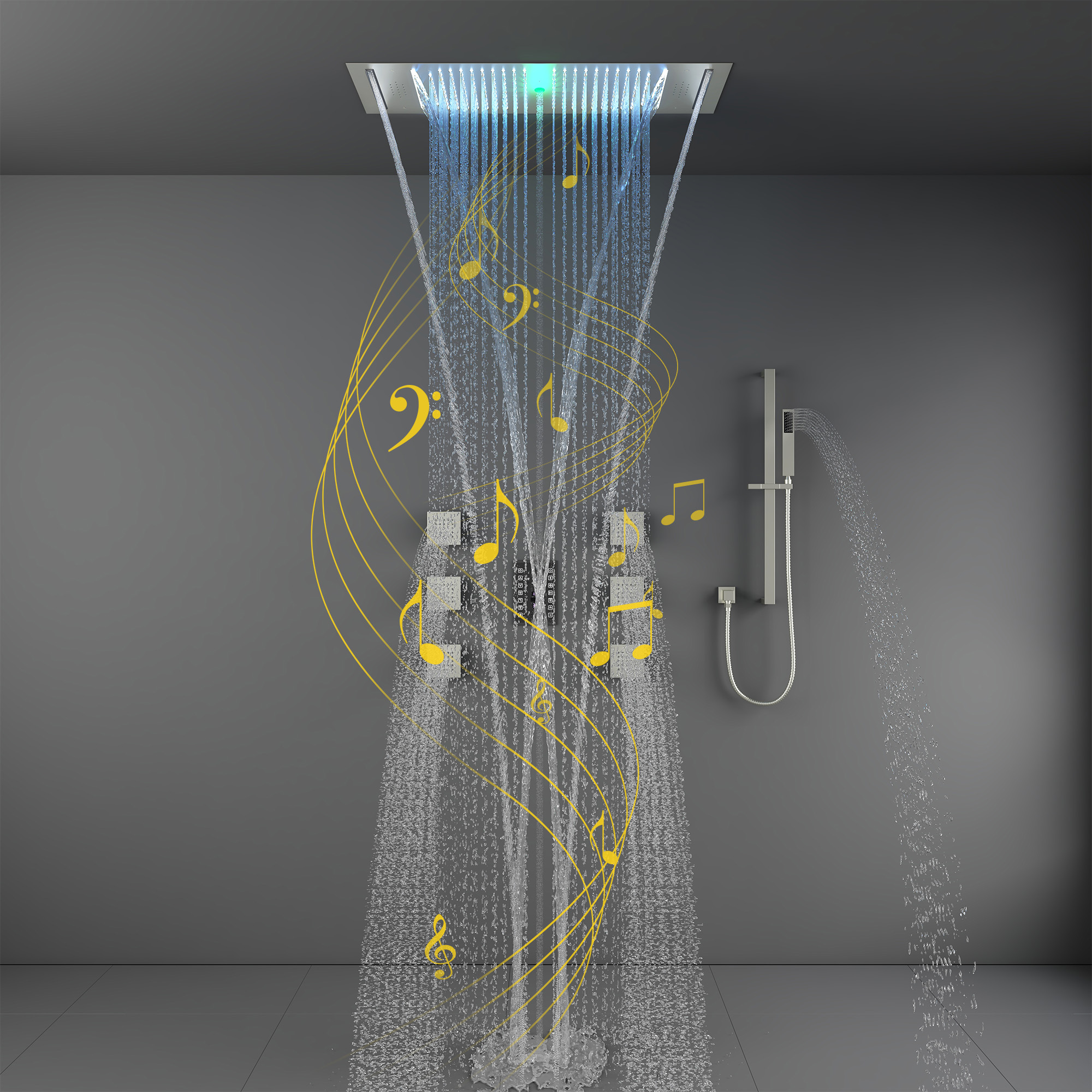 35" x 12" 6-Function Thermostatic Shower System with Digital Touch Screen & LED Lights