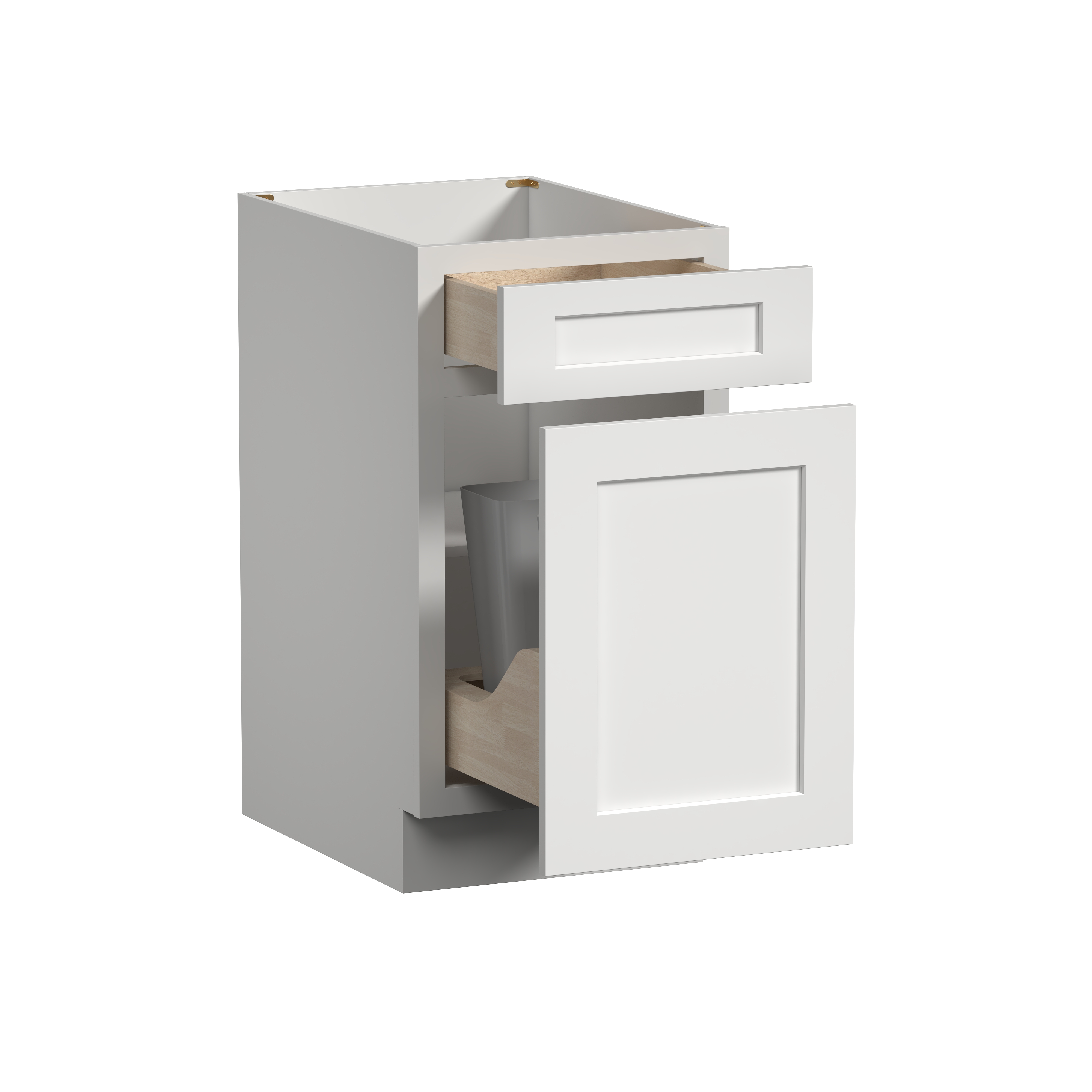 18"W x 24"D x 34.5"H Plywood Waste Basket Kitchen Base with 2 Drawers Ready to Assemble